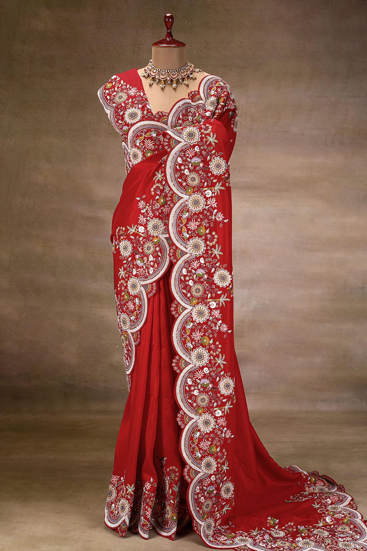 Red Silk Designer Saree