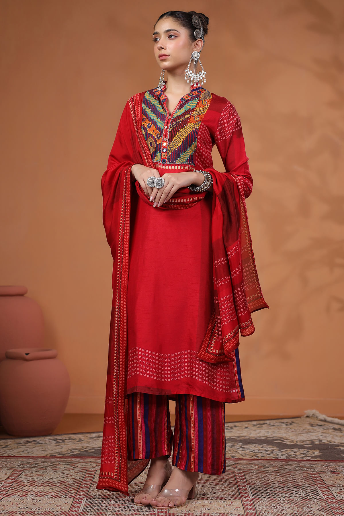 Red Straight Cut Suit