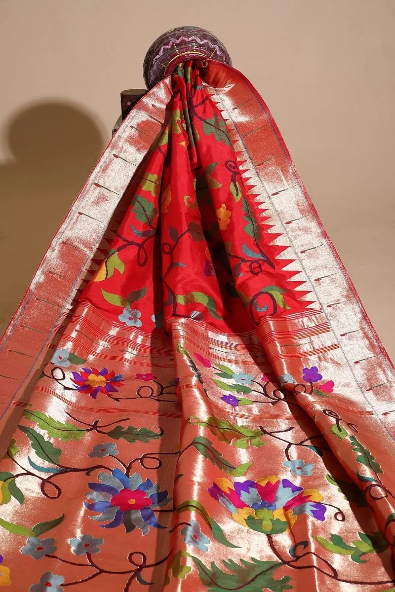 Red Paithani Silk Saree