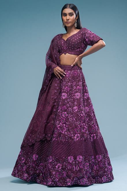 Buy Fantastic Red Color Wedding Wear Designer Embroidered Thread Fancy  Heavy Net Lehenga Choli | Lehenga-Saree