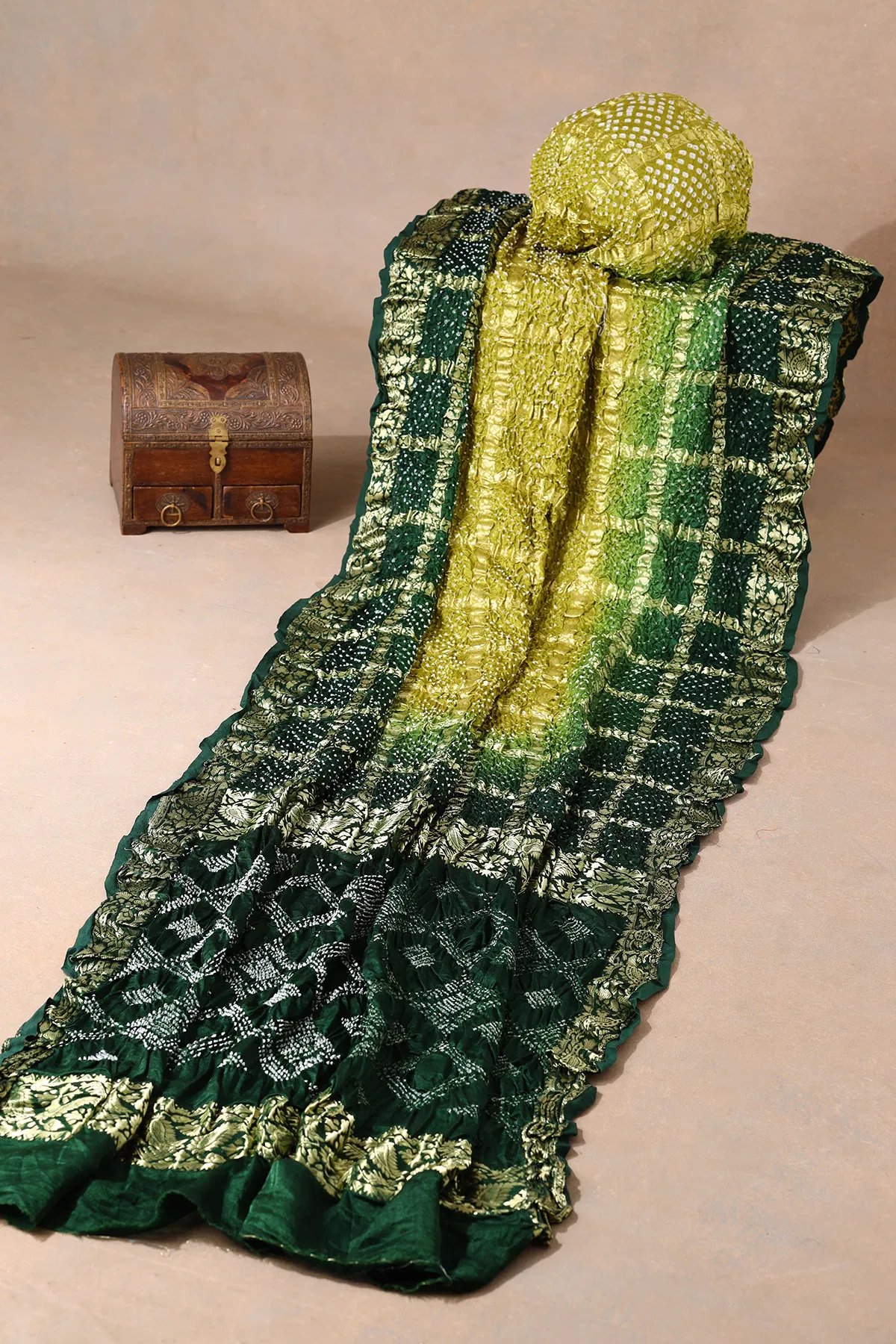 Green Ghatchola Bandhani Saree