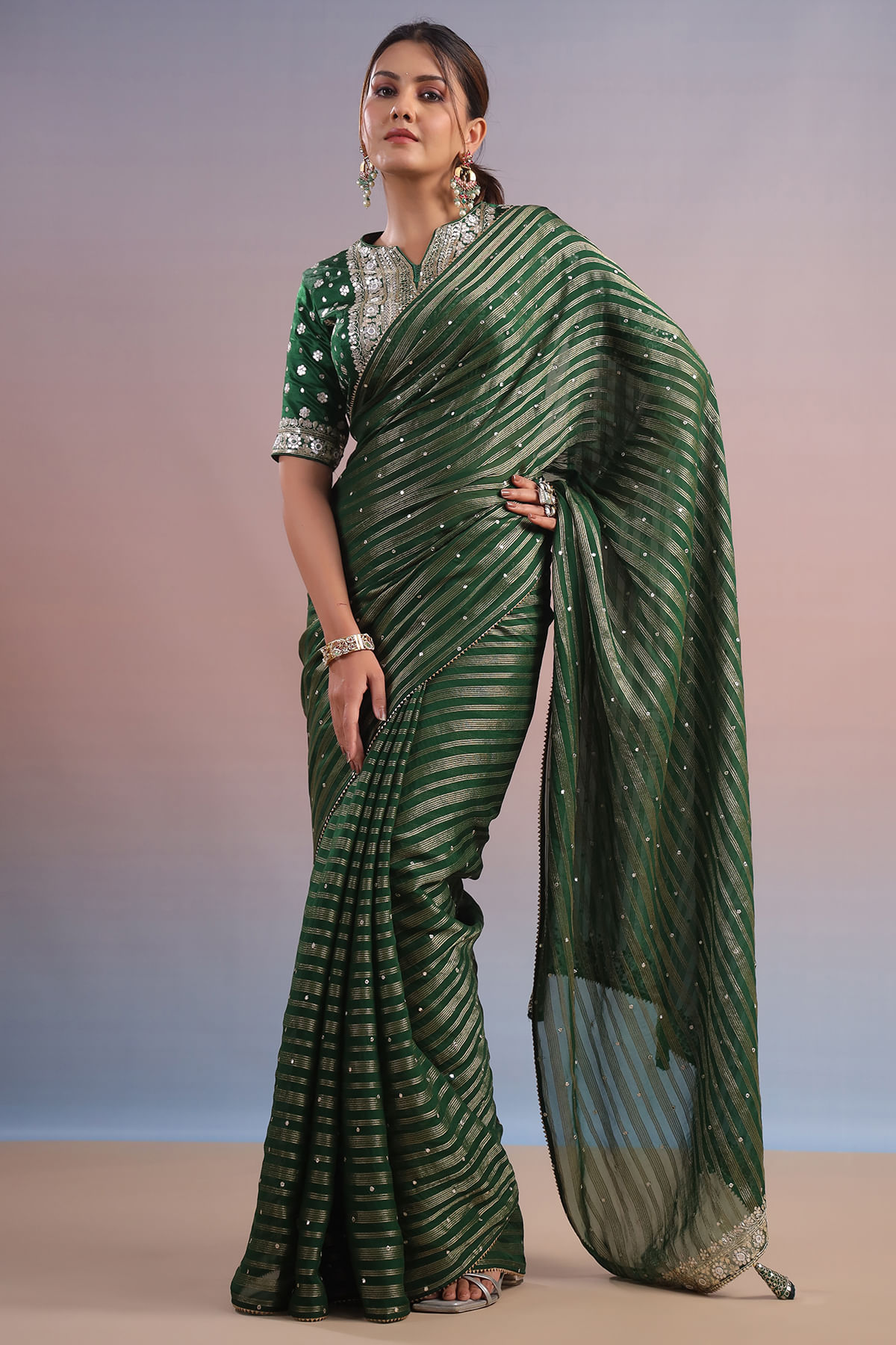 Green Designer Saree