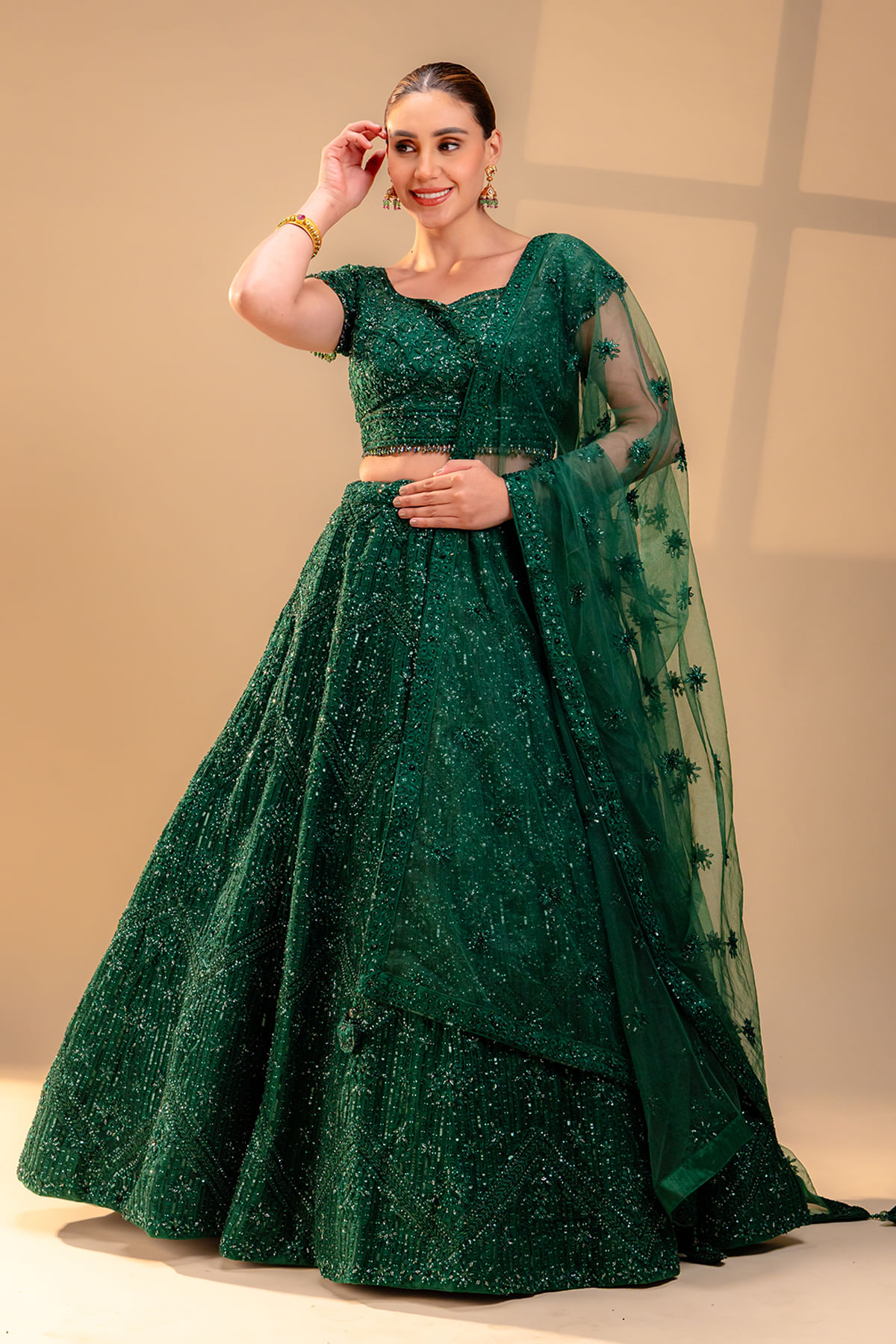 Green Mehendi Lehenga