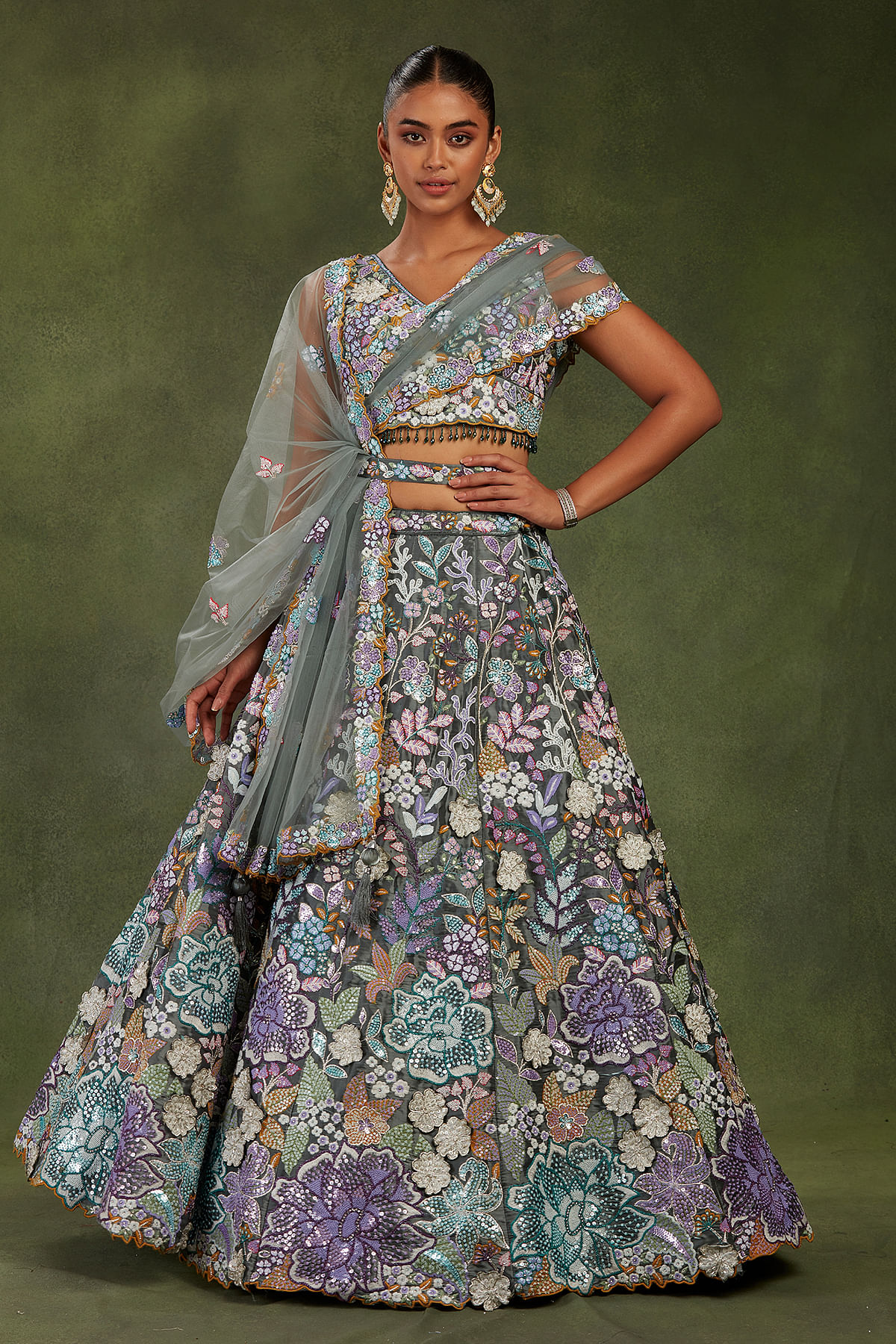 Grey Sangeet Lehenga