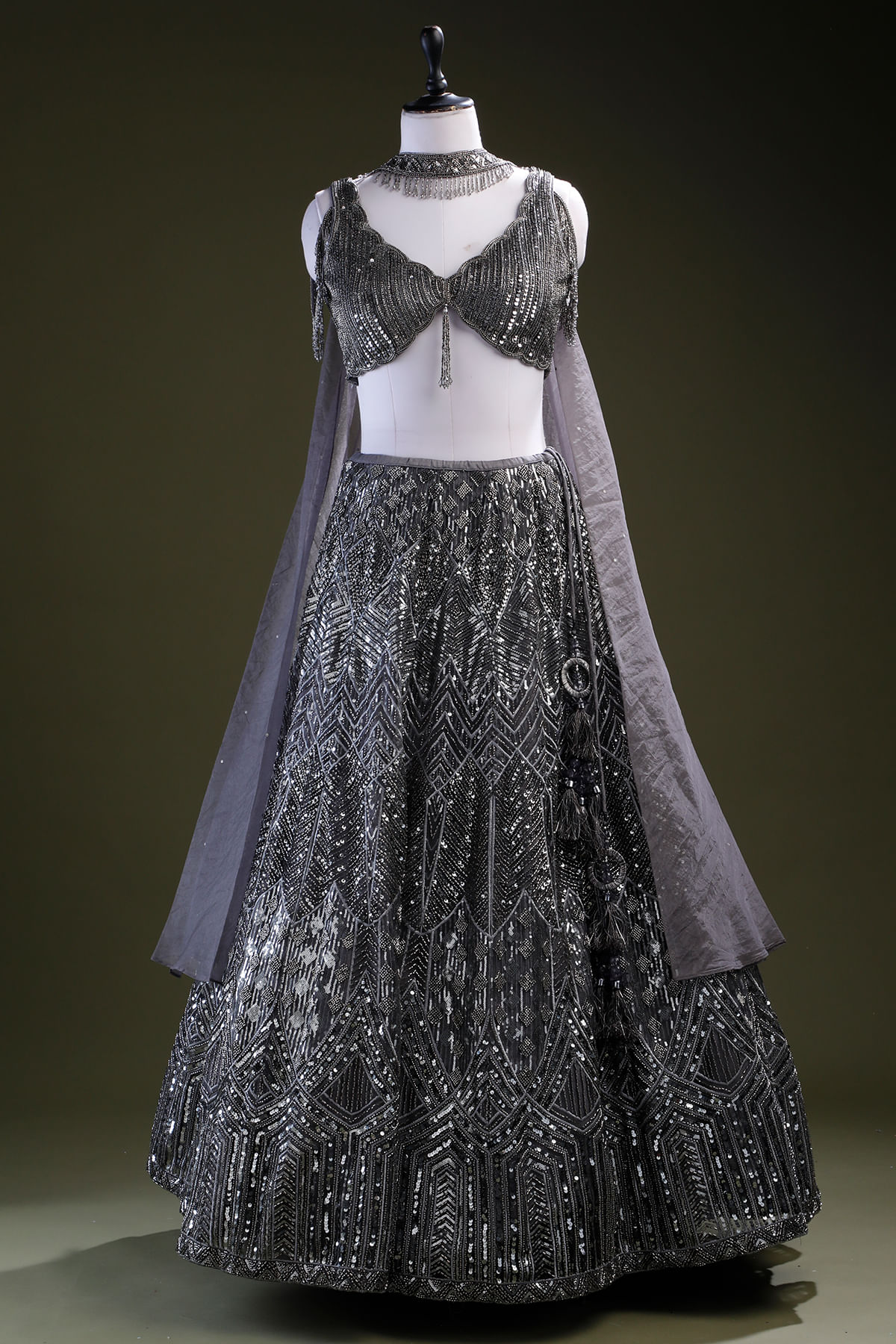 Grey Sangeet Lehenga