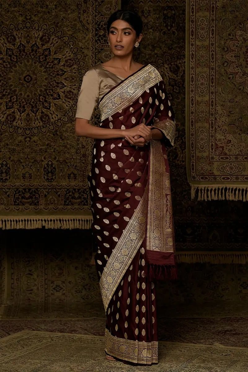 Plum Banarasi Silk Saree