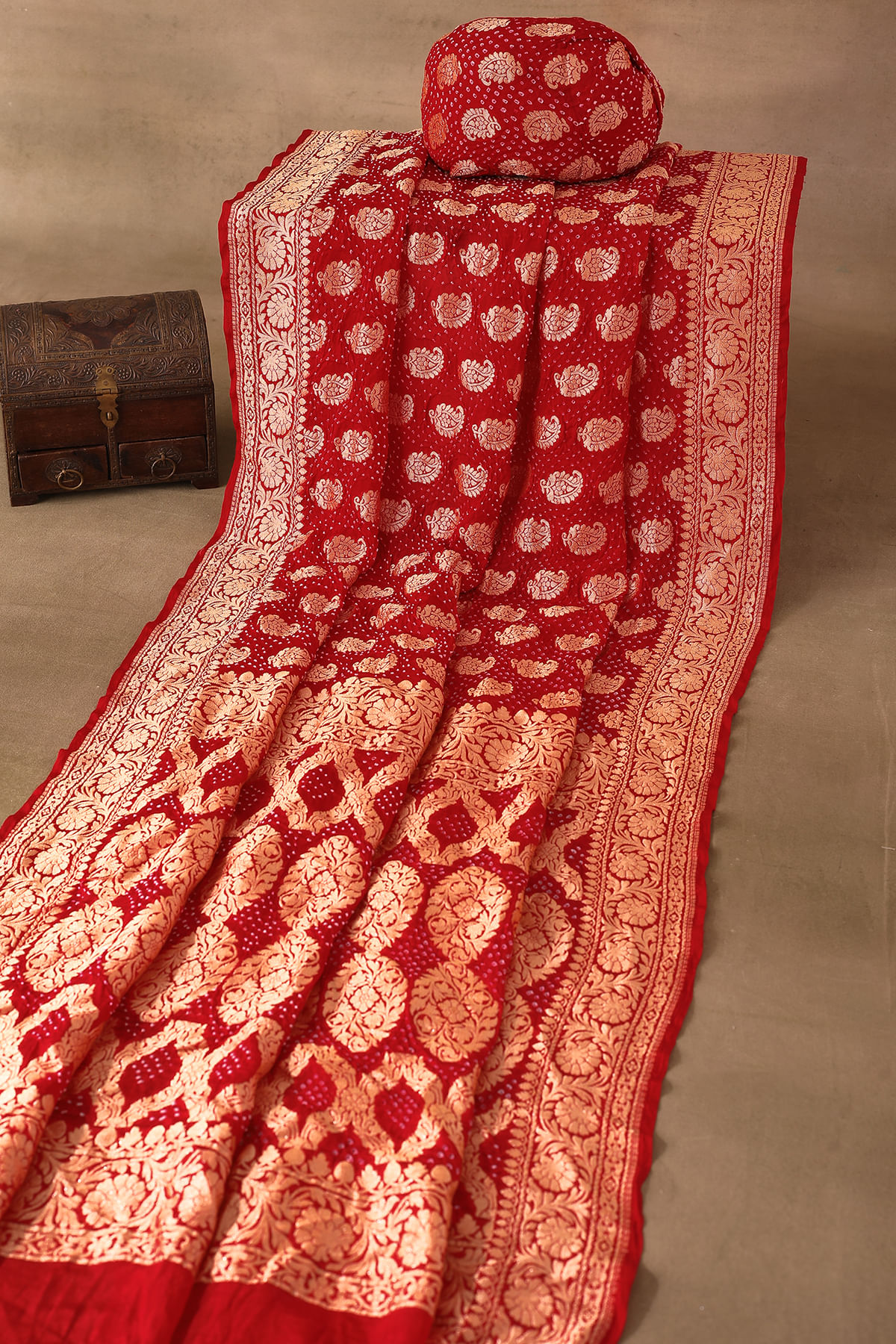Red Bandhani Saree