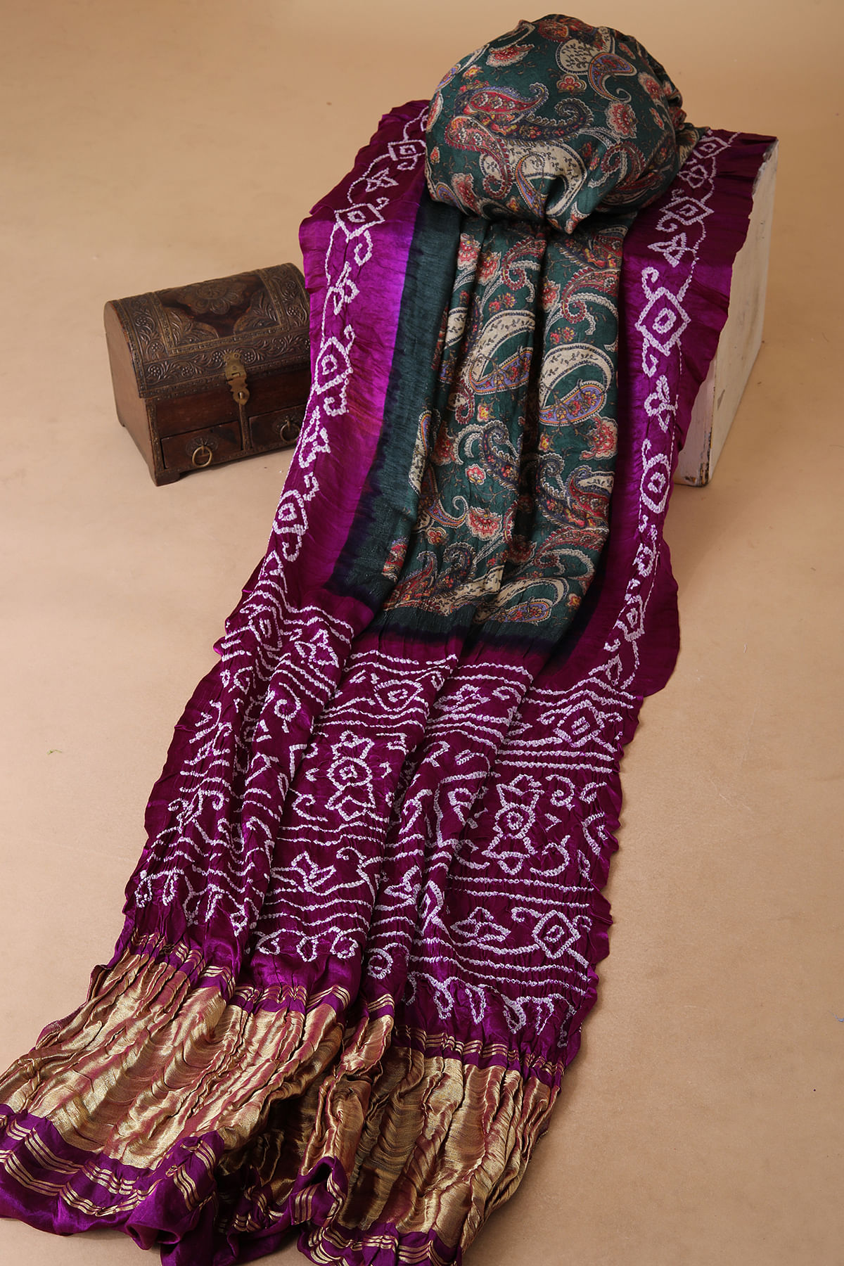 Sea Green Silk Bandhani Scarf Sea Green Silk Bandhani Scarf