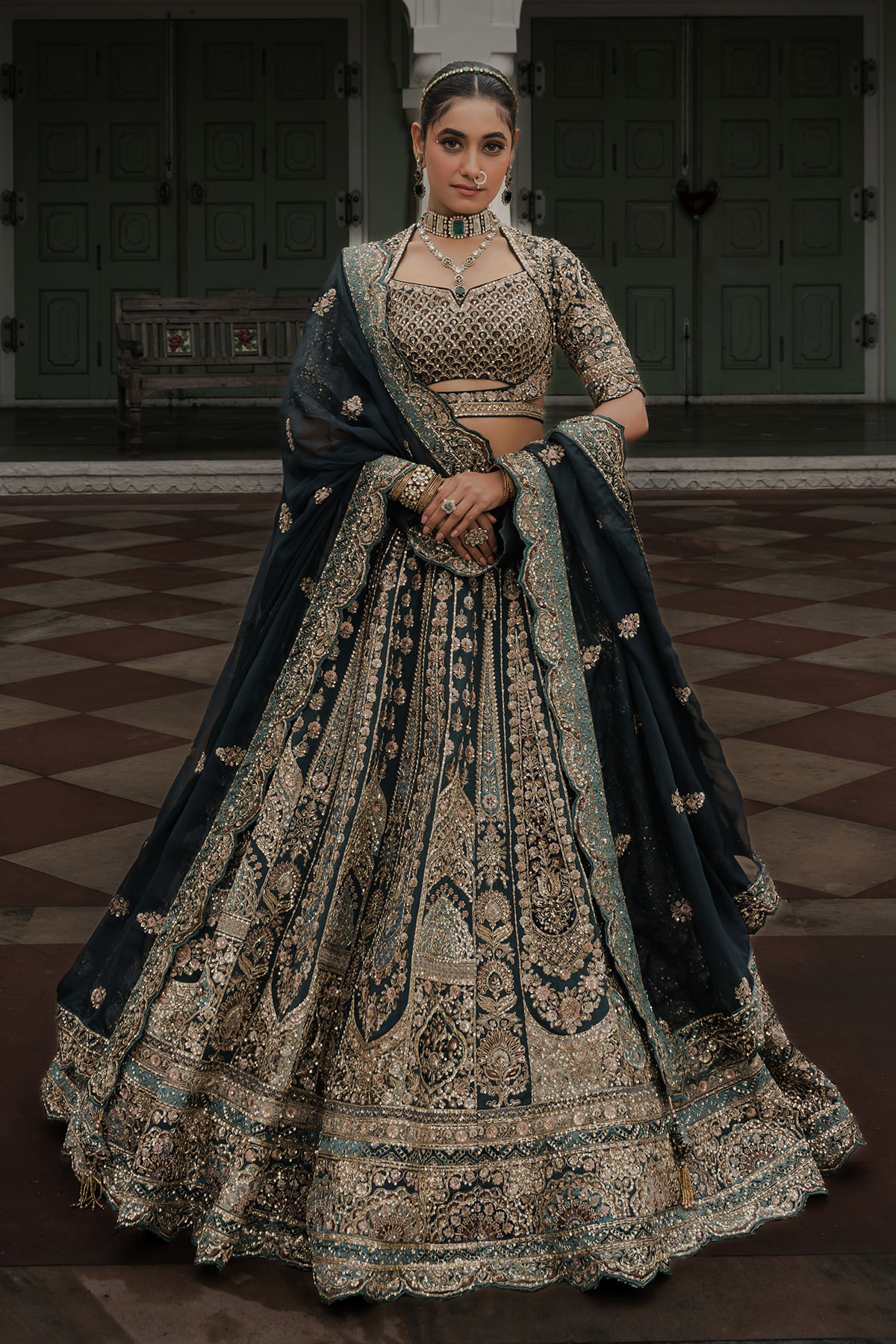 Green Reception Lehenga