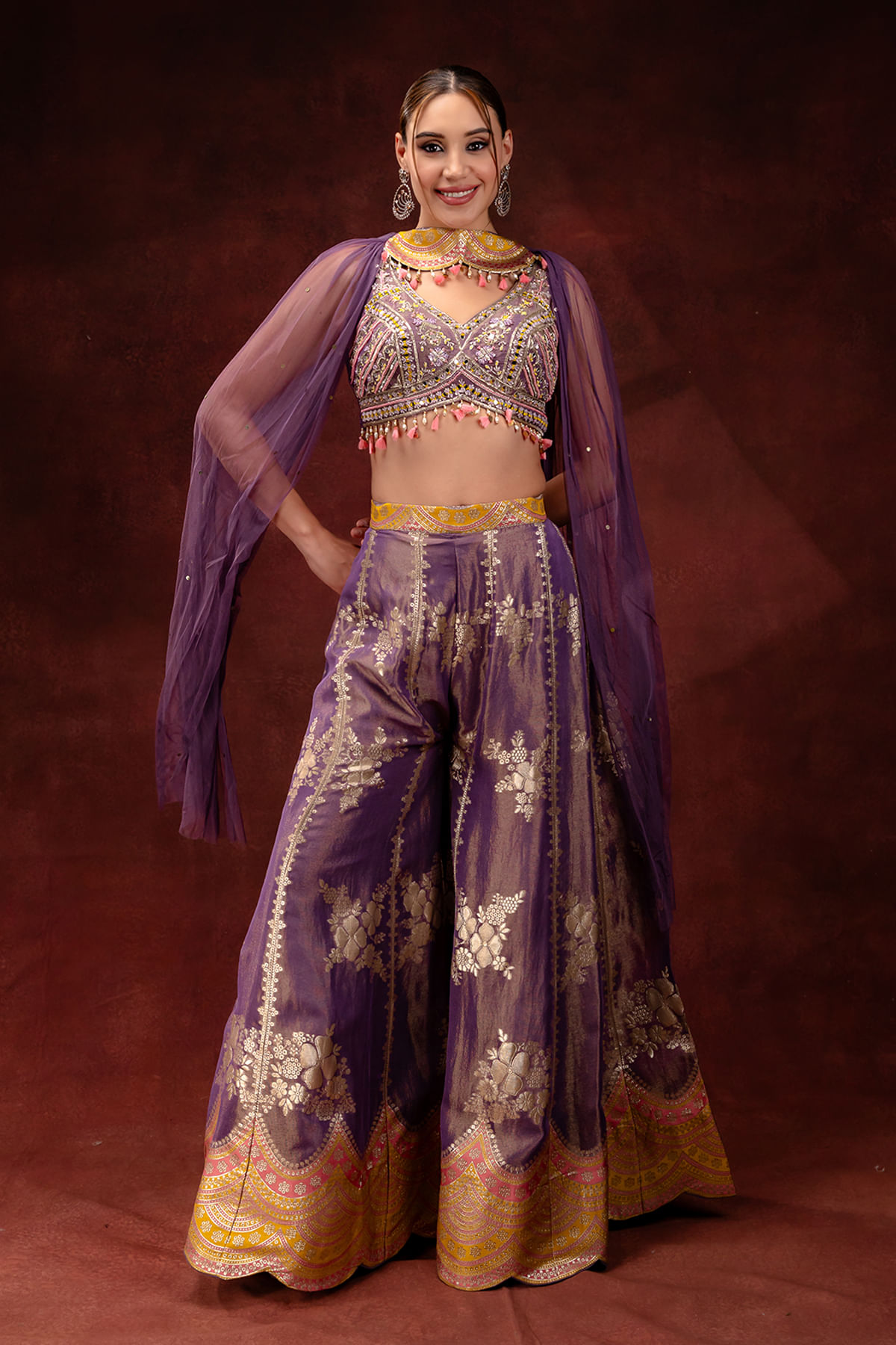 Lavender Crop Top Suit