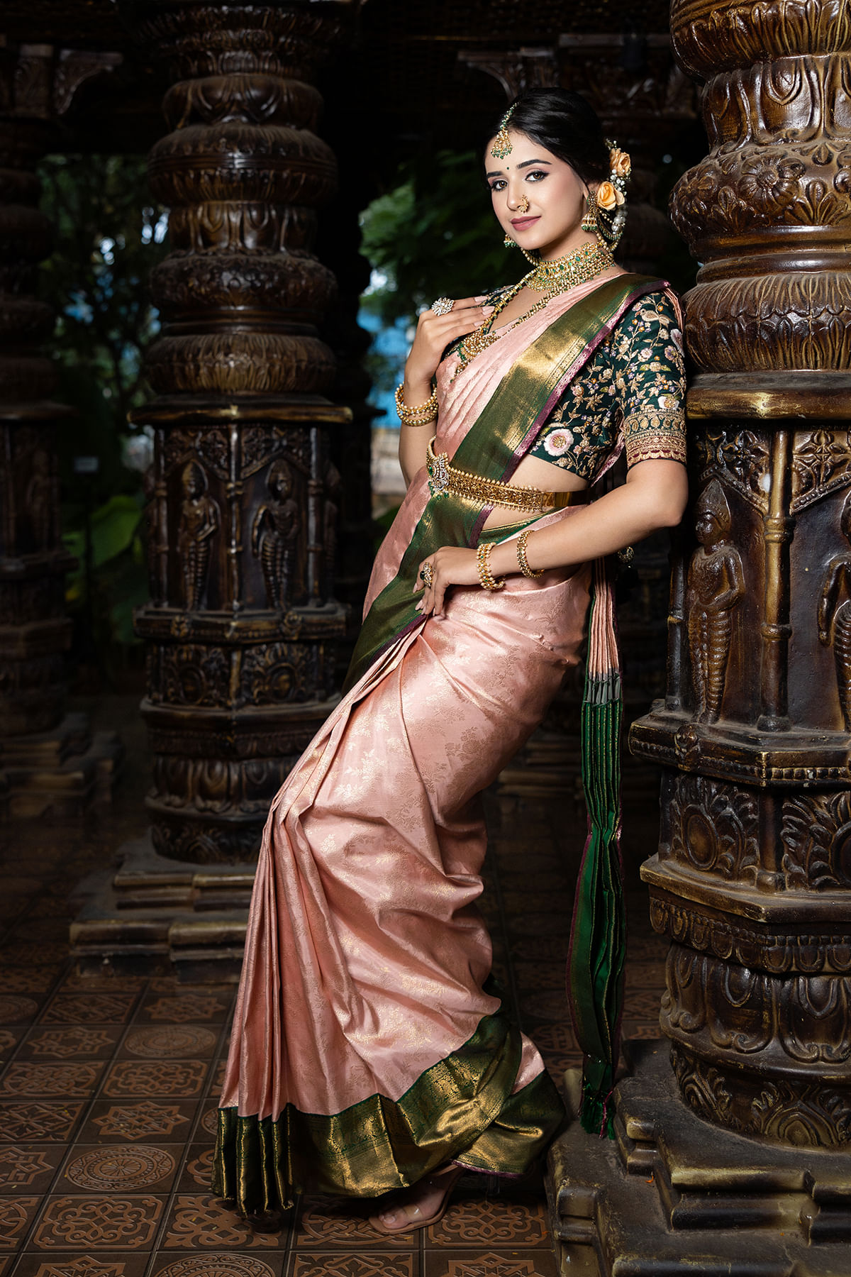 Pink Kanchipuram Silk Saree