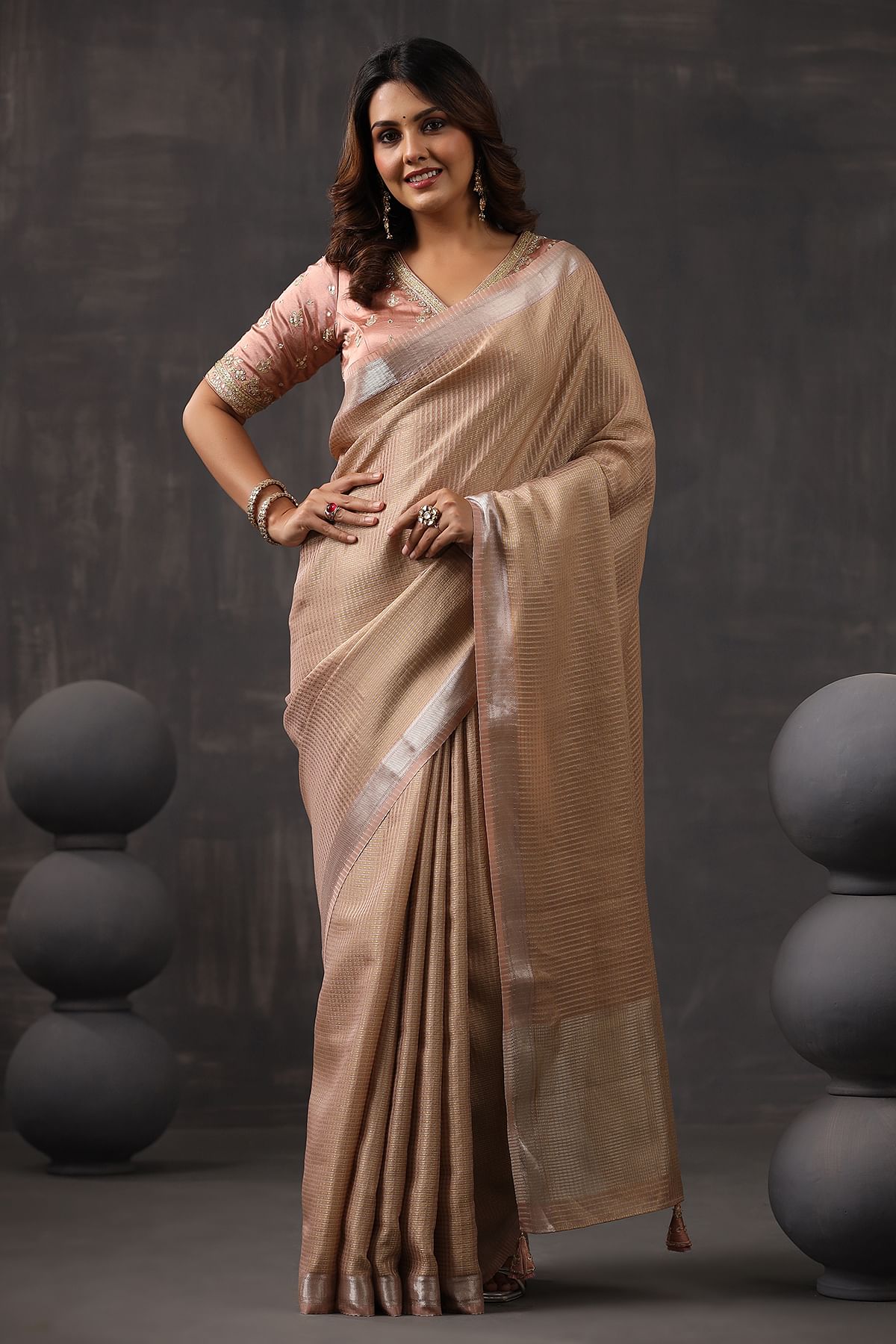 Dusty Pink Designer Saree