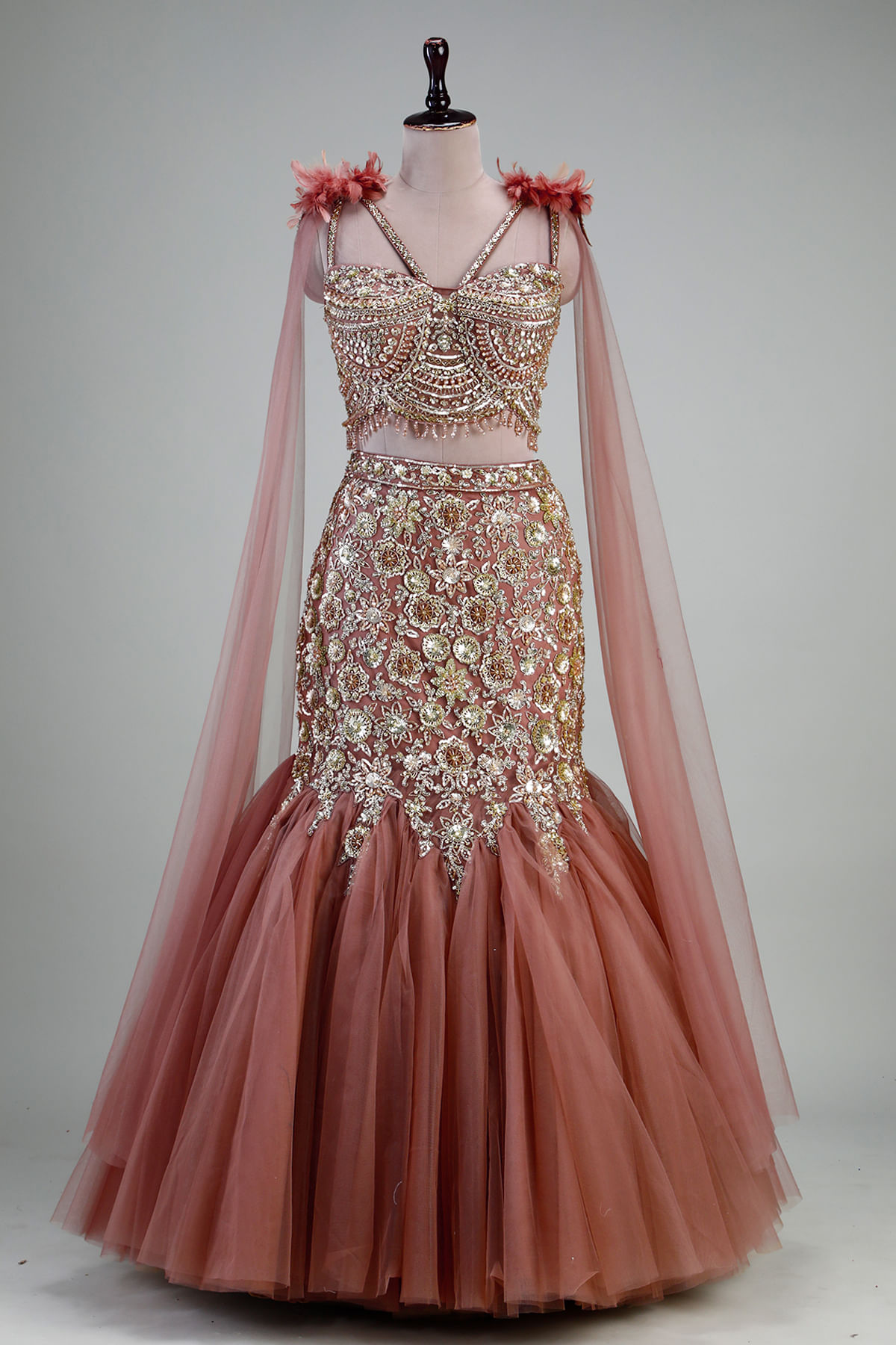 Rose Pink Fish Cut Lehenga