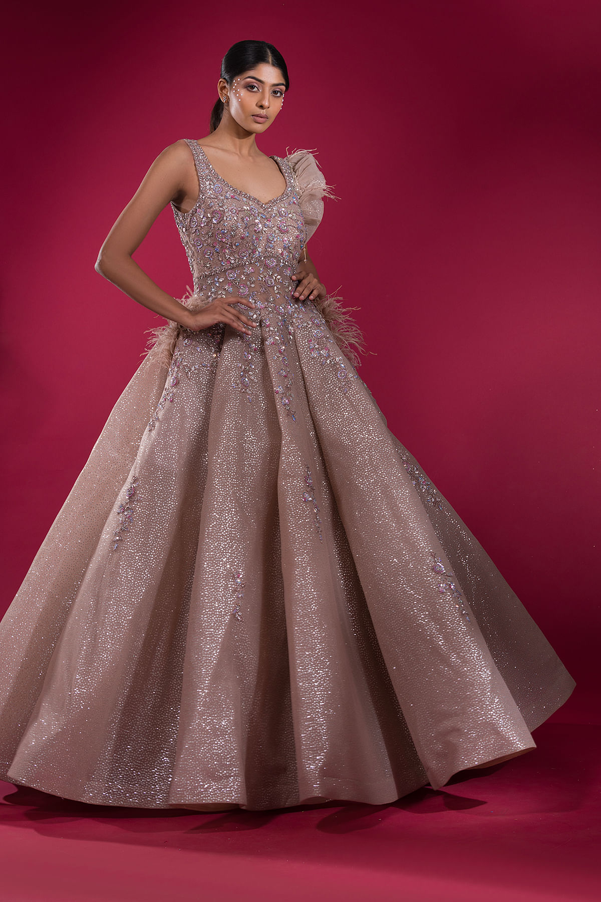 Rose fashion evening gown