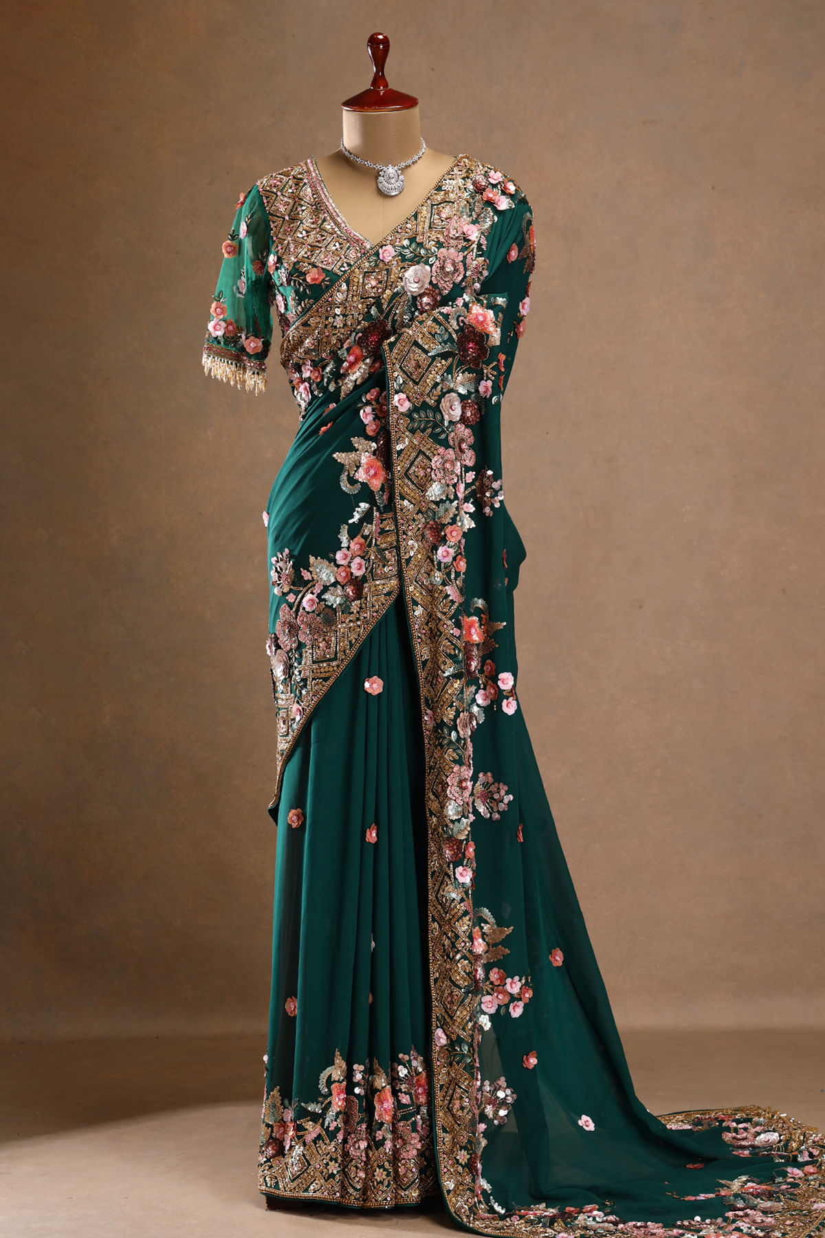 Green Designer Saree