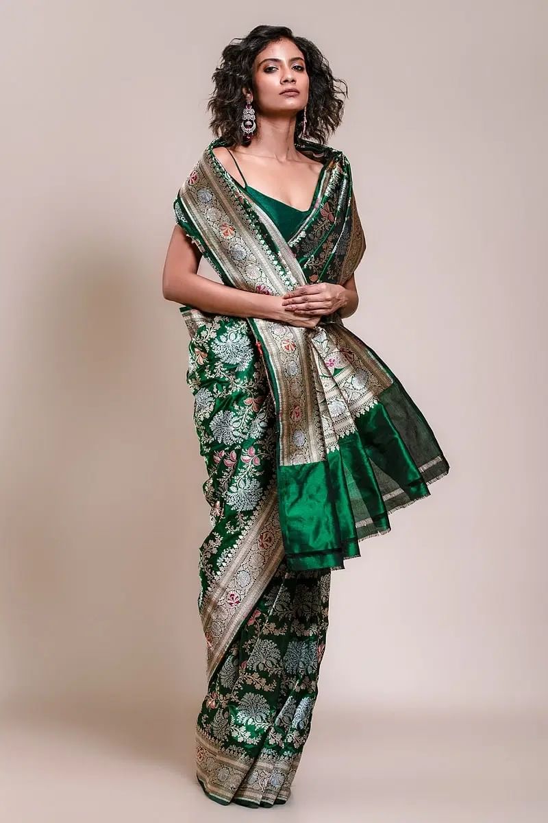 Green Banarasi Silk Saree