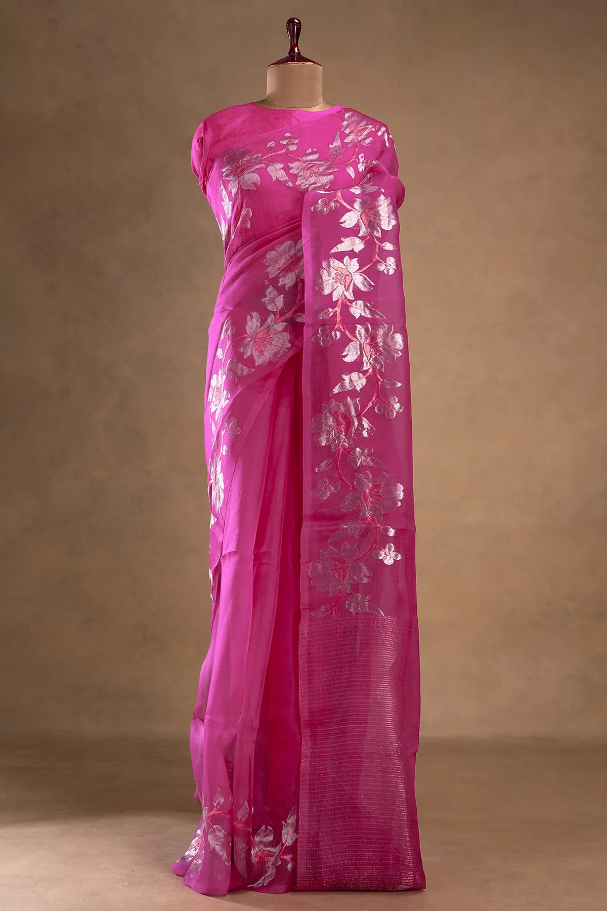 Pink Organza Saree