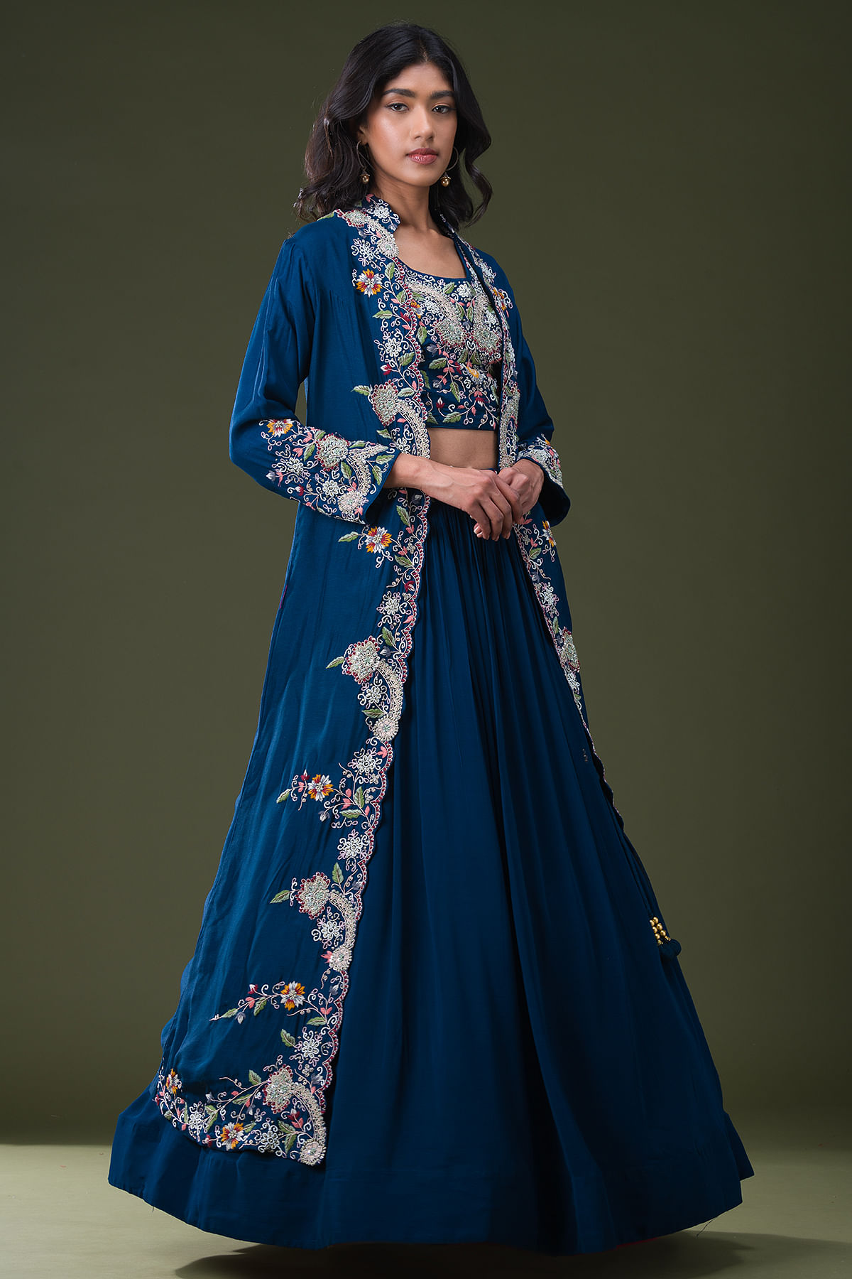 Peach Silk Embroidered Anarkali Jacket & Lehenga Set | Shop SAIRA Online –  Tamaraa By Tahani