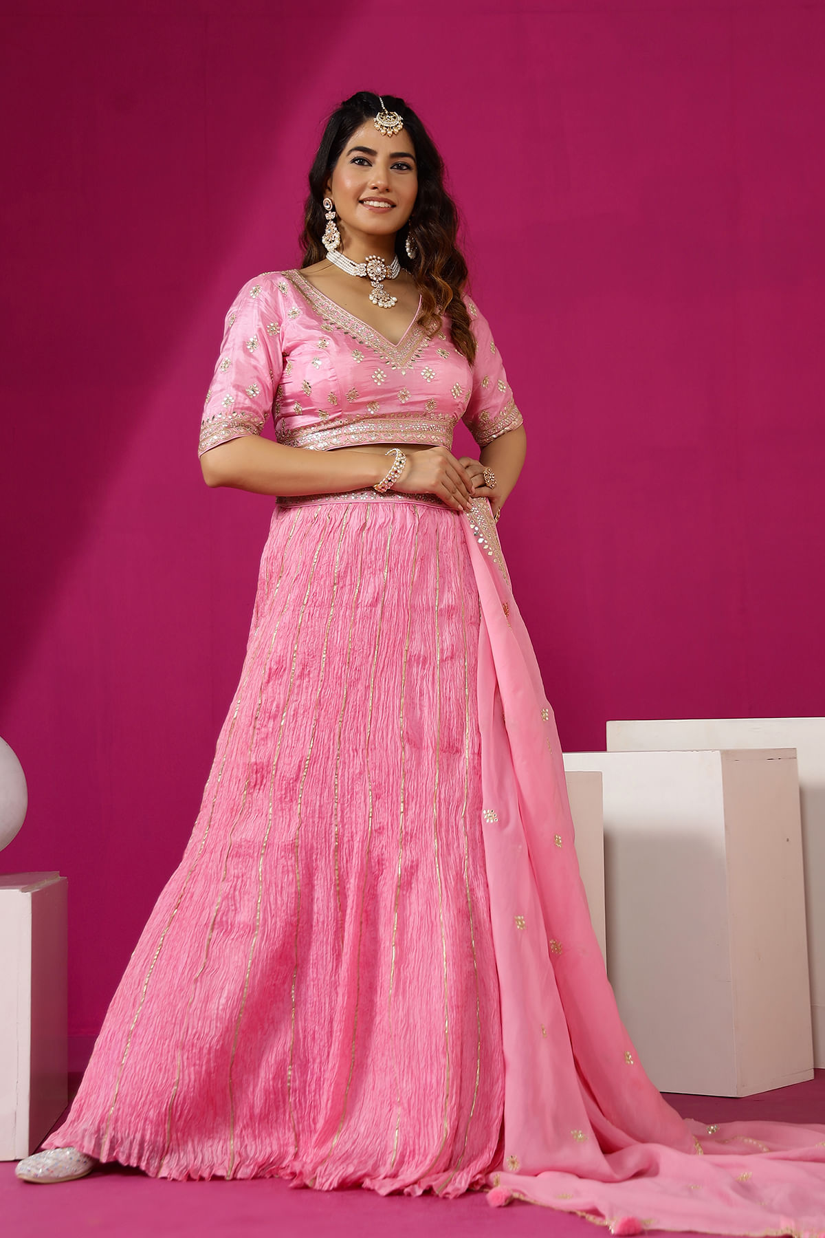 Pink Party Wear Lehenga