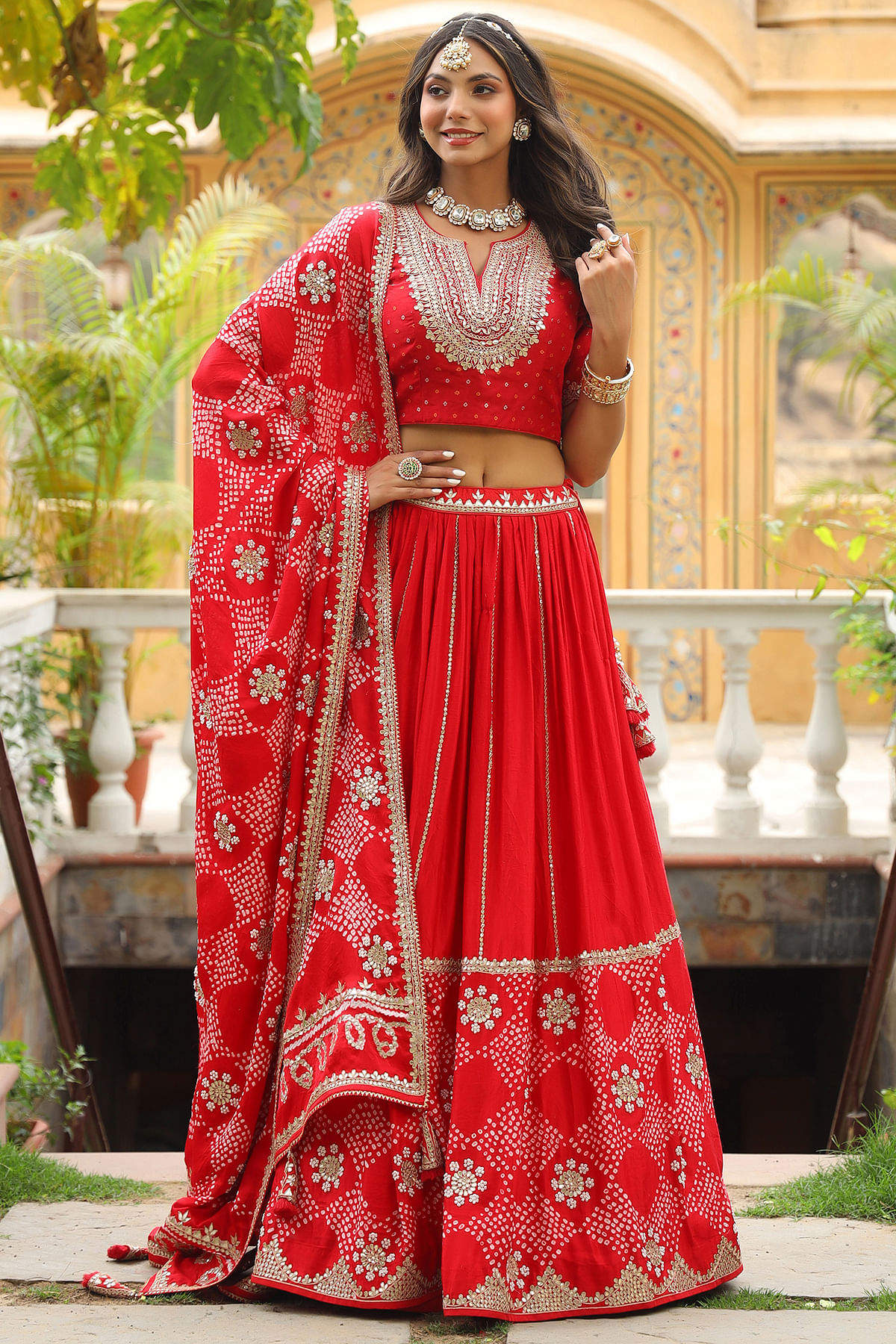 Lehenga Choli : Red georgette beautiful embroidered partywear ...