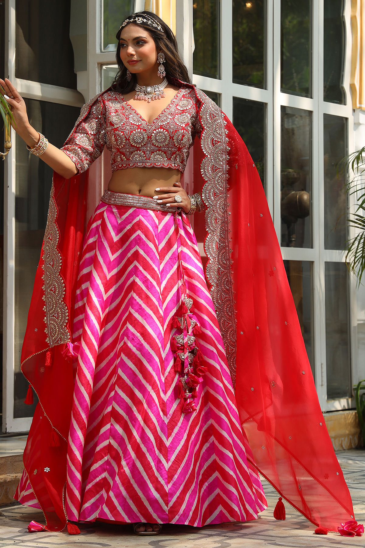 Buy Lovely Pink Gaji Silk Wedding Lehenga Choli With Bandhani Dupatta -  Zeel Clothing