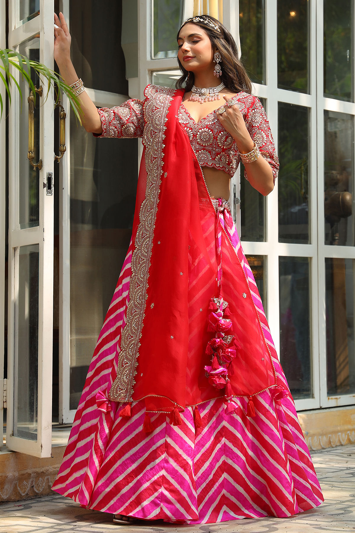 Red Color Printed Party Wear Lehenga