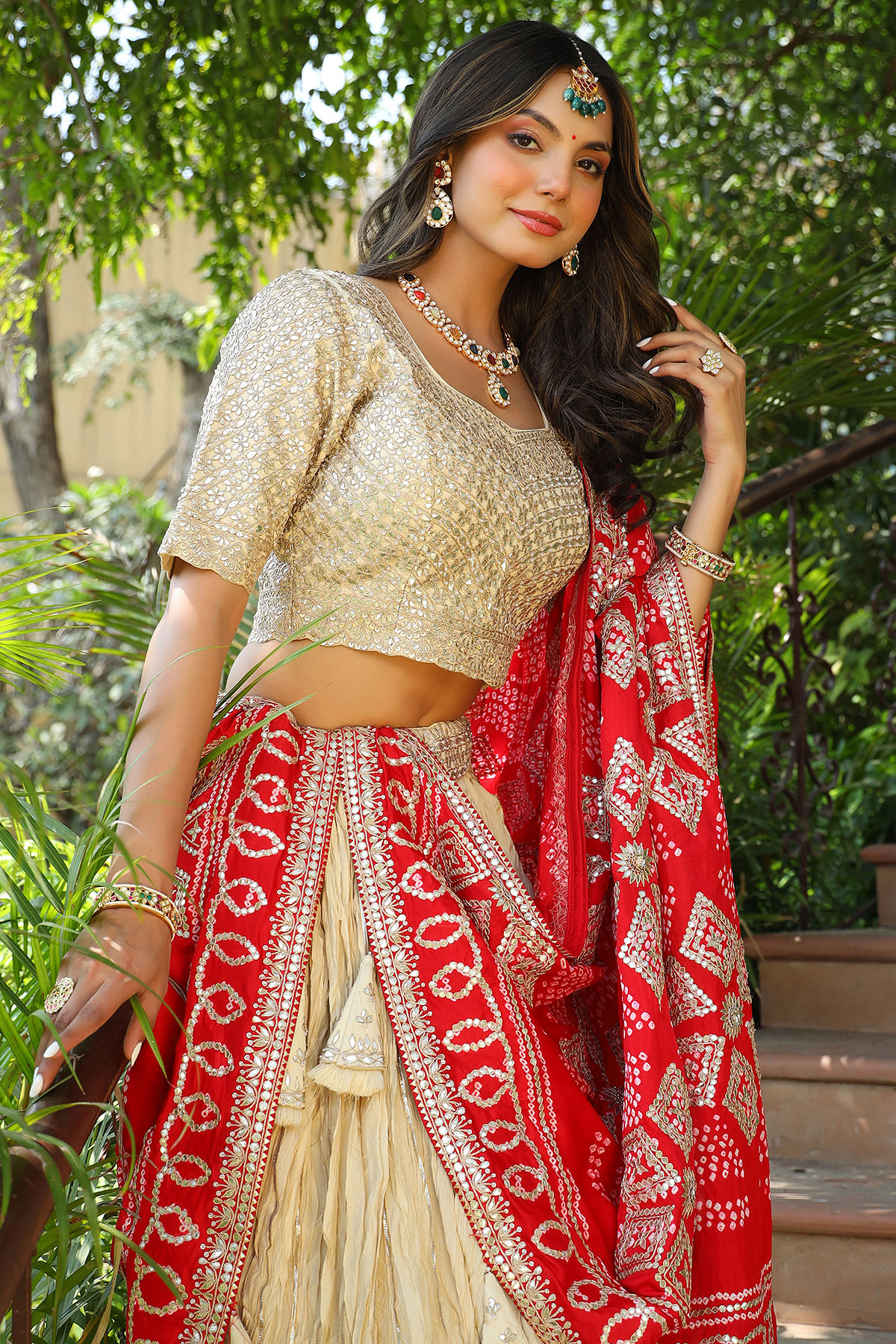 Indian Rajasthani Designer Bandhej Silk Lehenga Bandhej Choli with Hea –  Cygnus Fashion