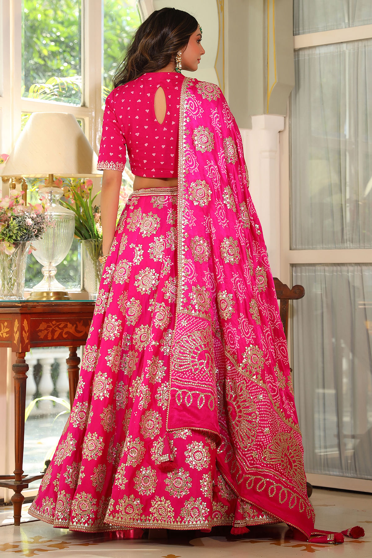Indian Pink Color Bandhani Designer lehenga choli for Women with high  quality embroidery work Wedding lehenga choli party wear lehenga choli  Indian Women - sethnik.com
