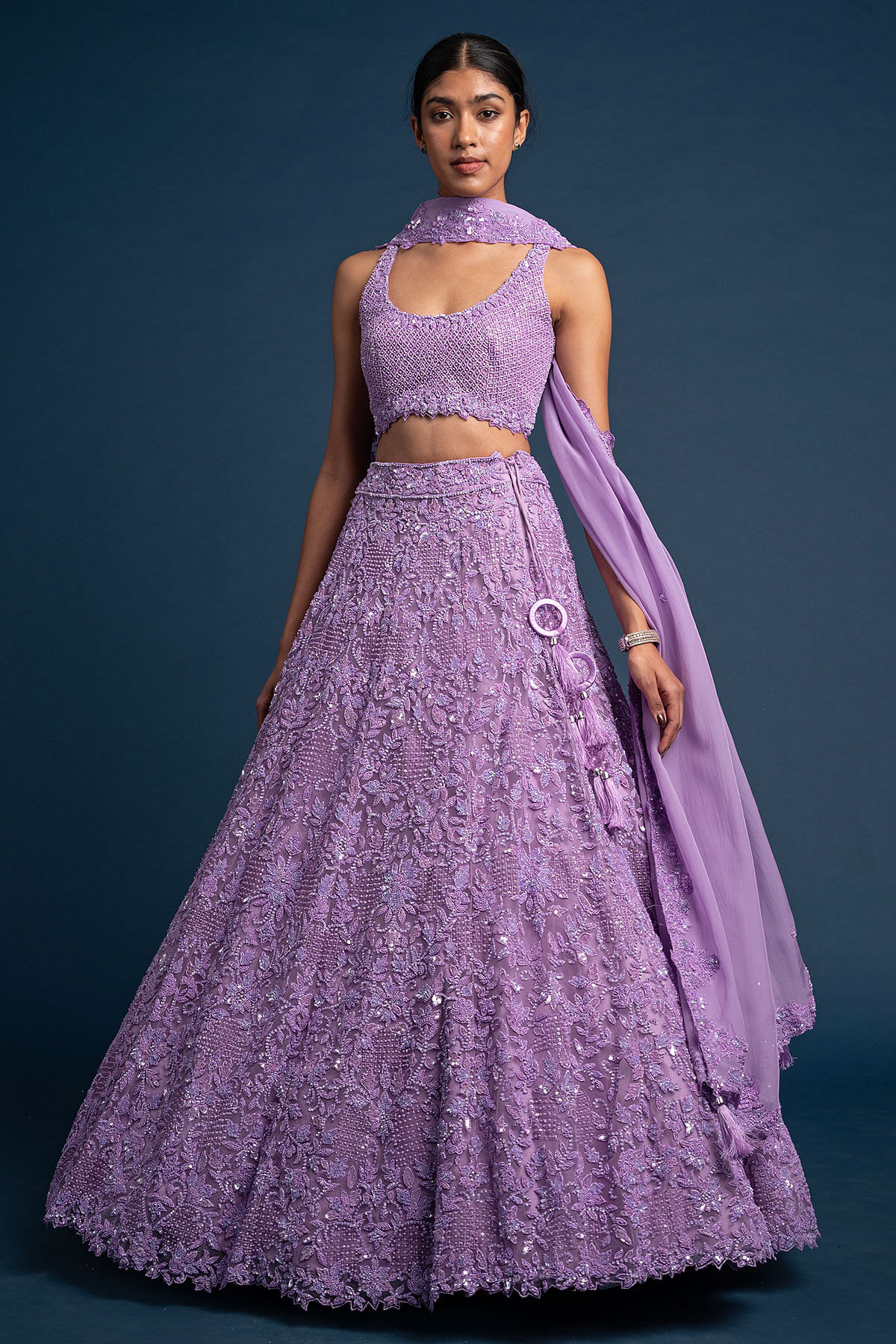 Buy Precious Lilac Sequins Soft Net Engagement Wear Lehenga Choli - Zeel  Clothing