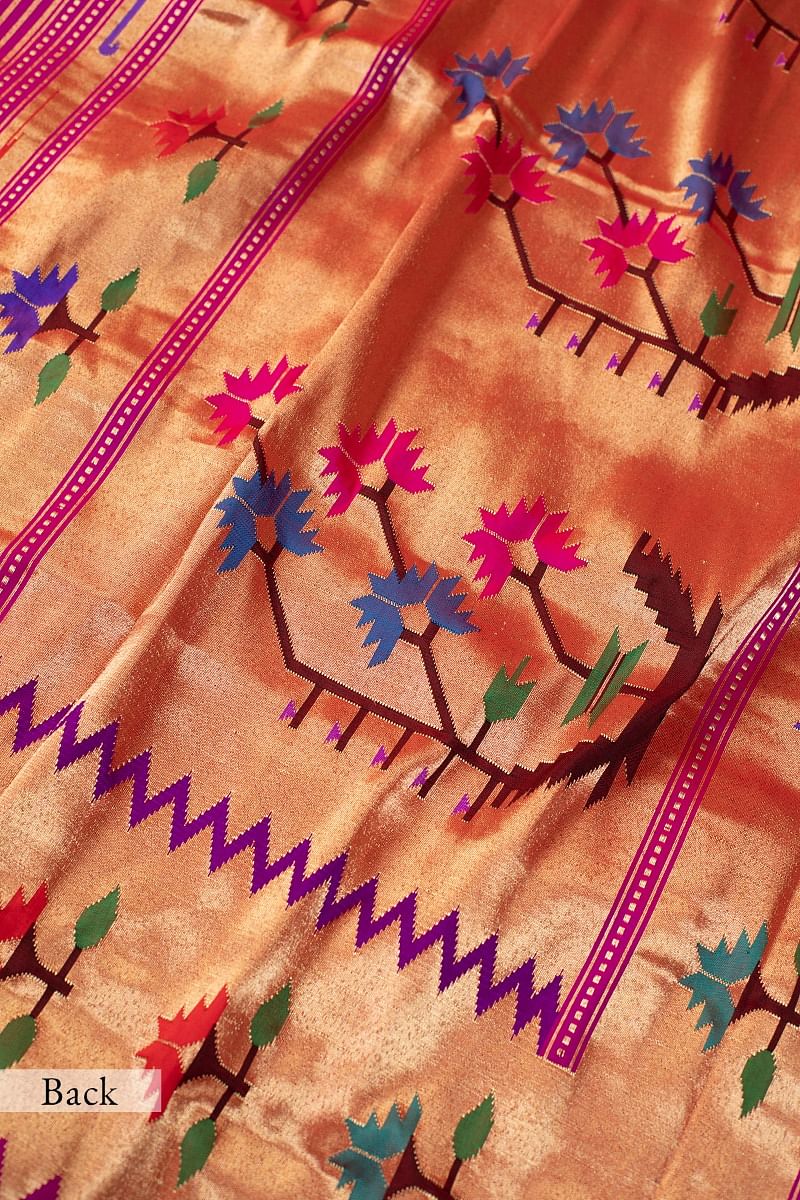 Pure soft silk saree, wedding saree, jacquard weaving work saree, saree blouse, designer saree, rich pallu saree, hiren orders paithani silk saree