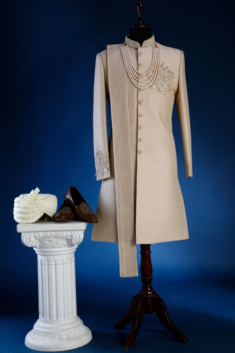 Beige Wedding Sherwani