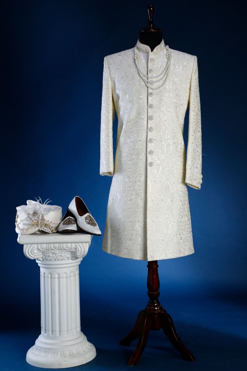 Cream Wedding Sherwani