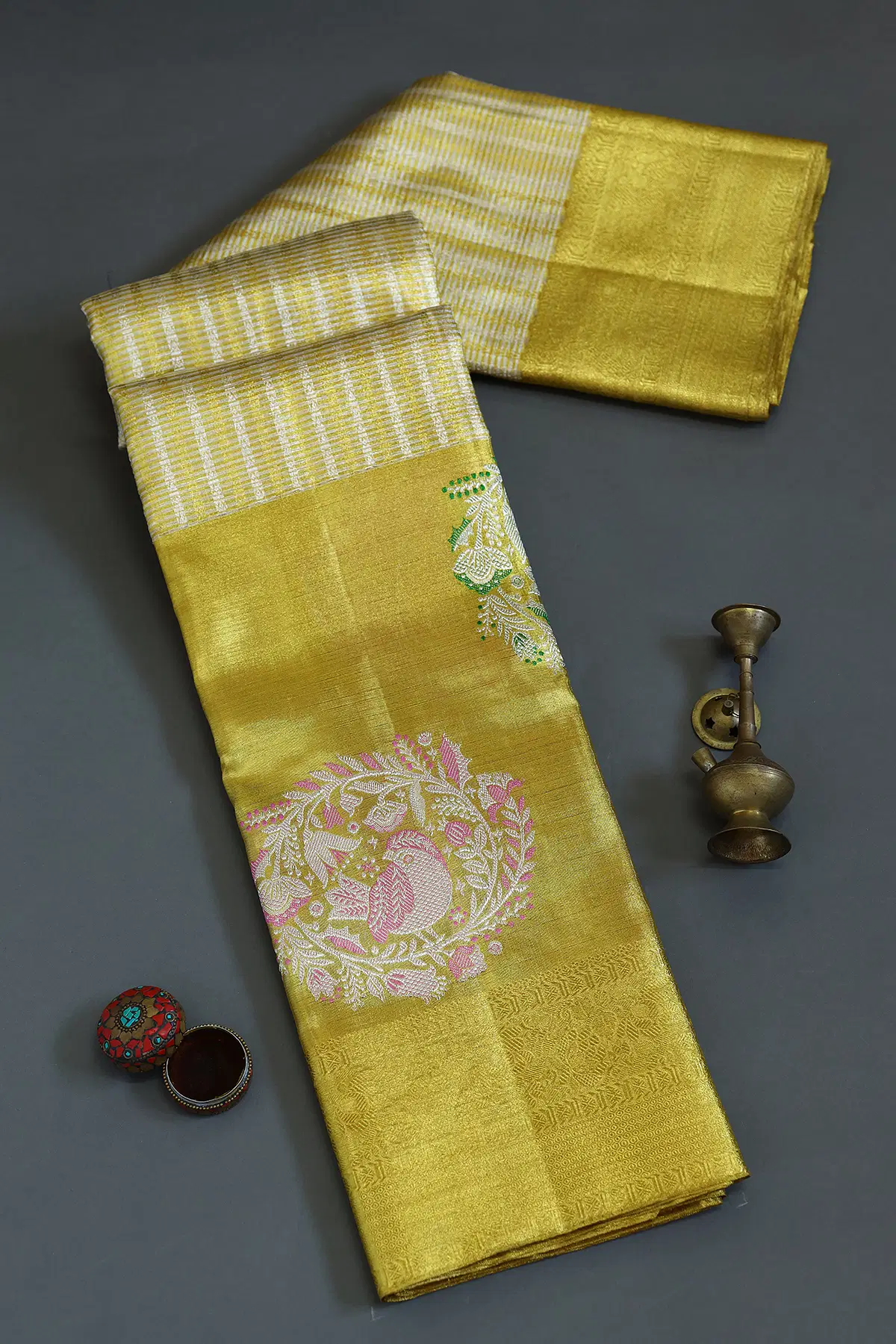 Gold Kanchipuram Tissue Saree