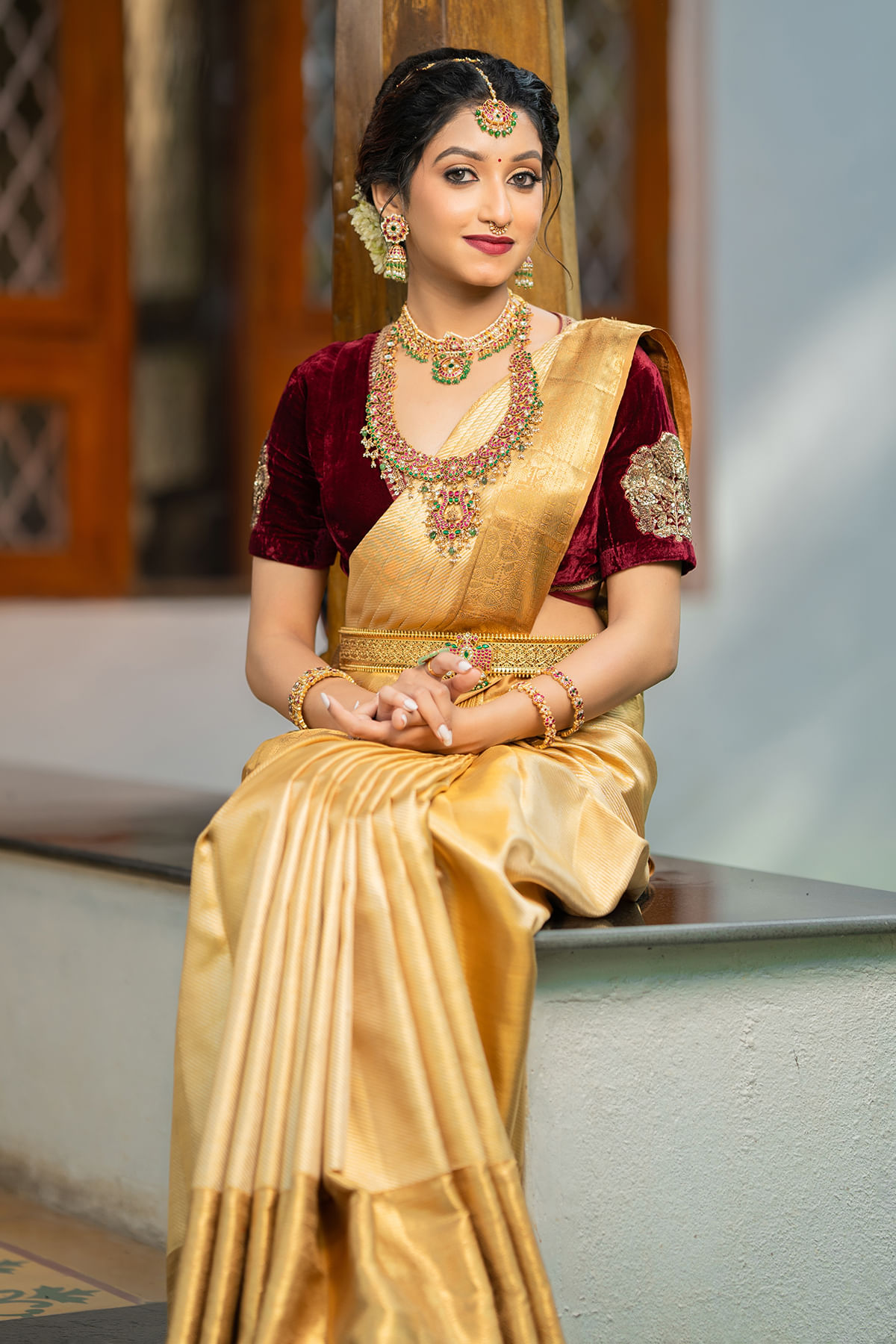 Gold Kanchipuram Tissue Saree