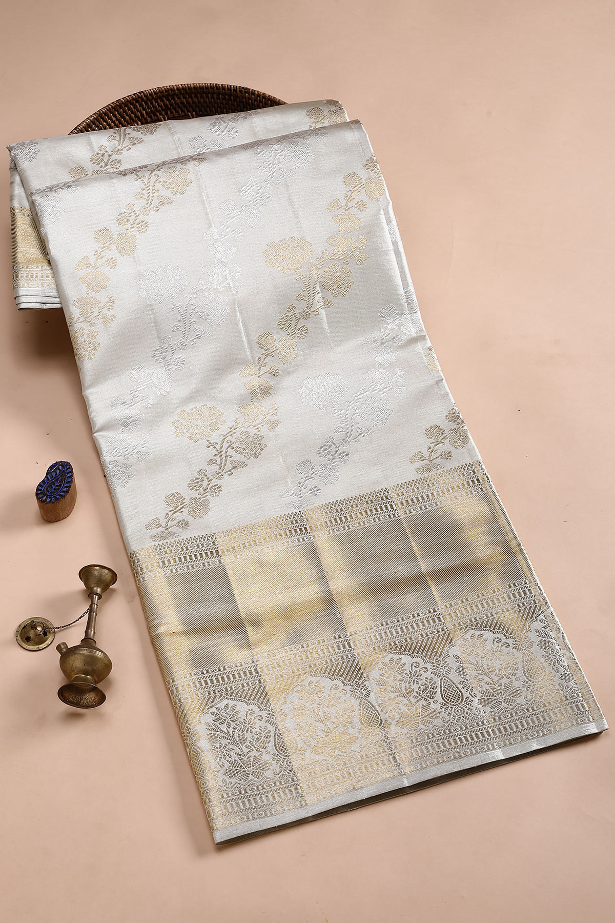 Gold & Silver Kanchipuram Tissue Saree