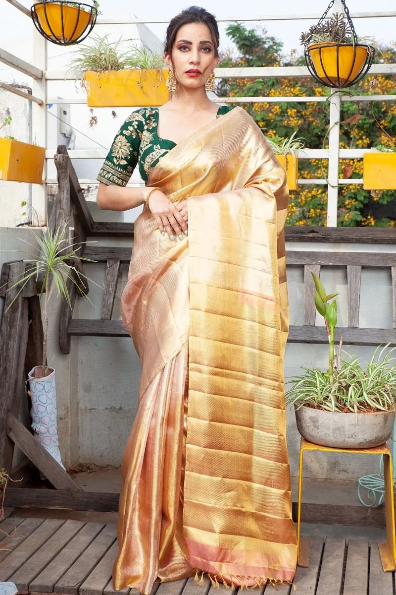Gold Kanchipuram Tissue Saree