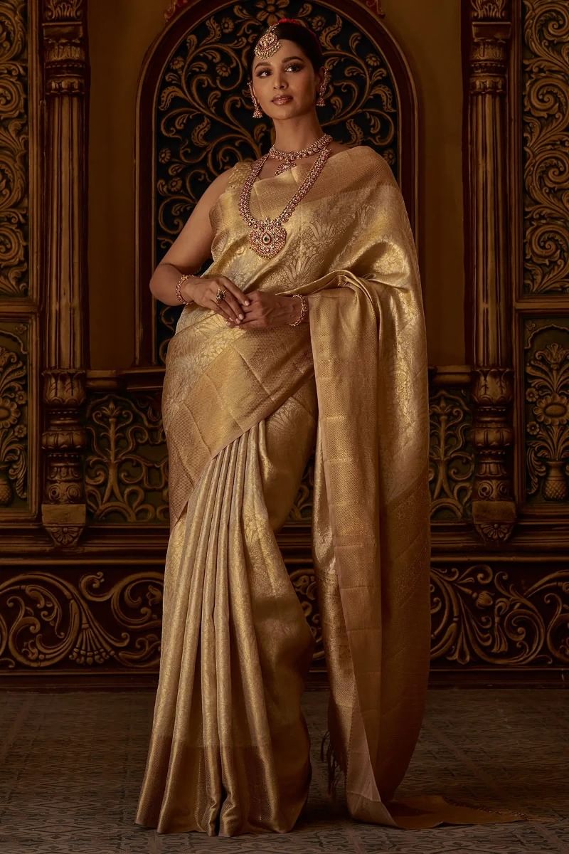 Gold Kanchipuram Tissue Saree
