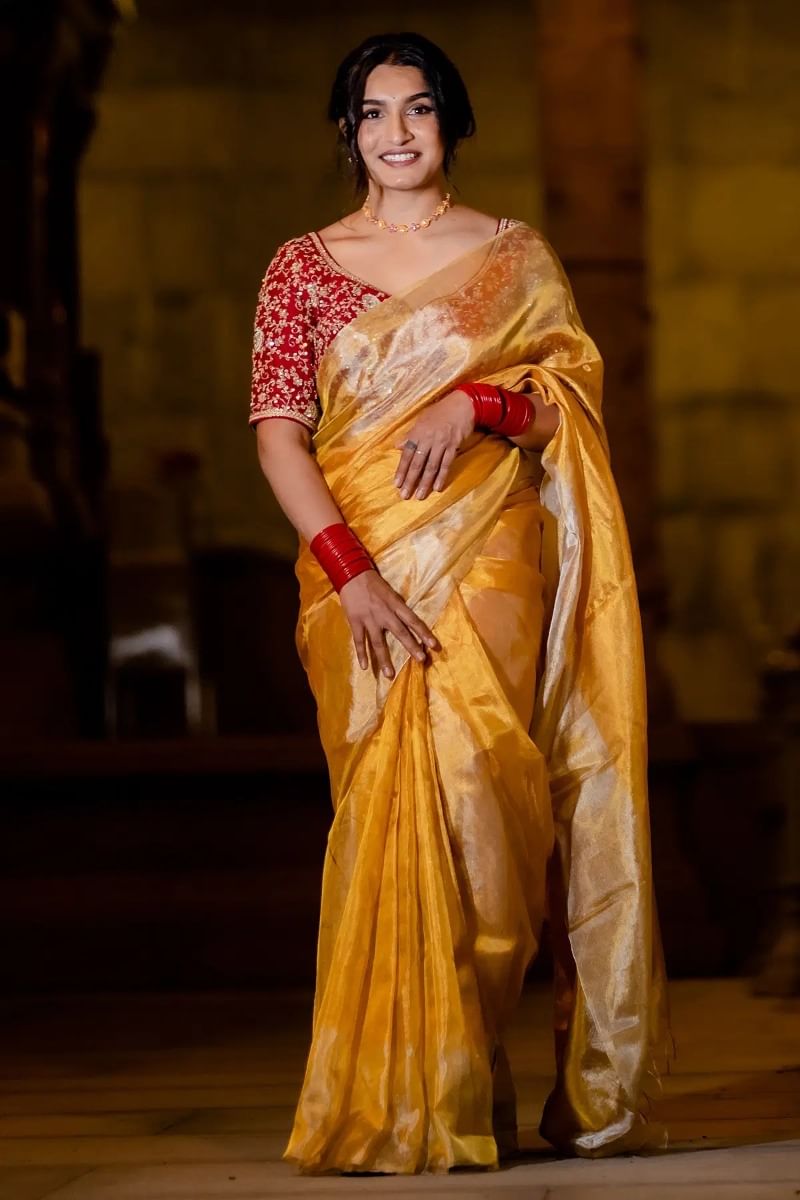 Gold Kanchipuram Tissue Saree