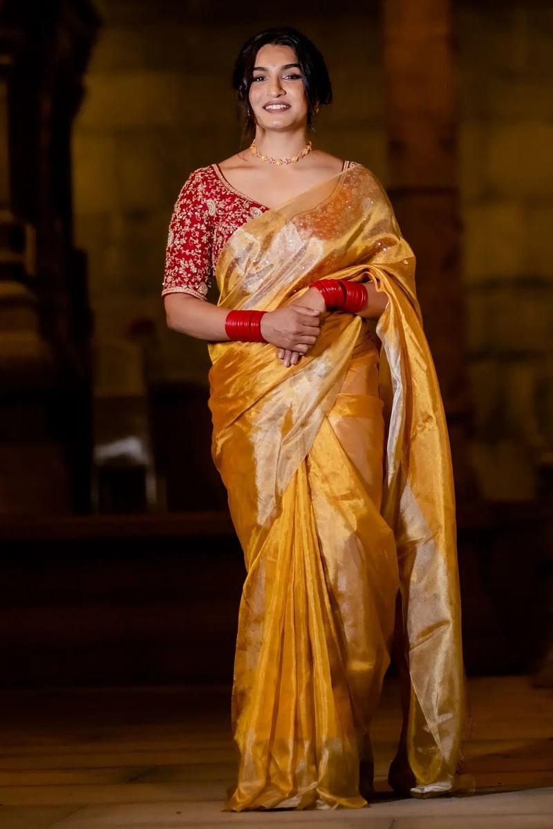 Gold Kanchipuram Tissue Saree