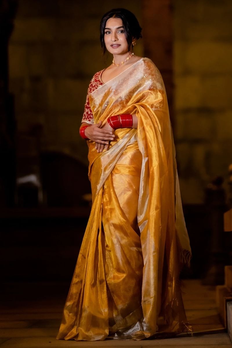 Gold Kanchipuram Tissue Saree