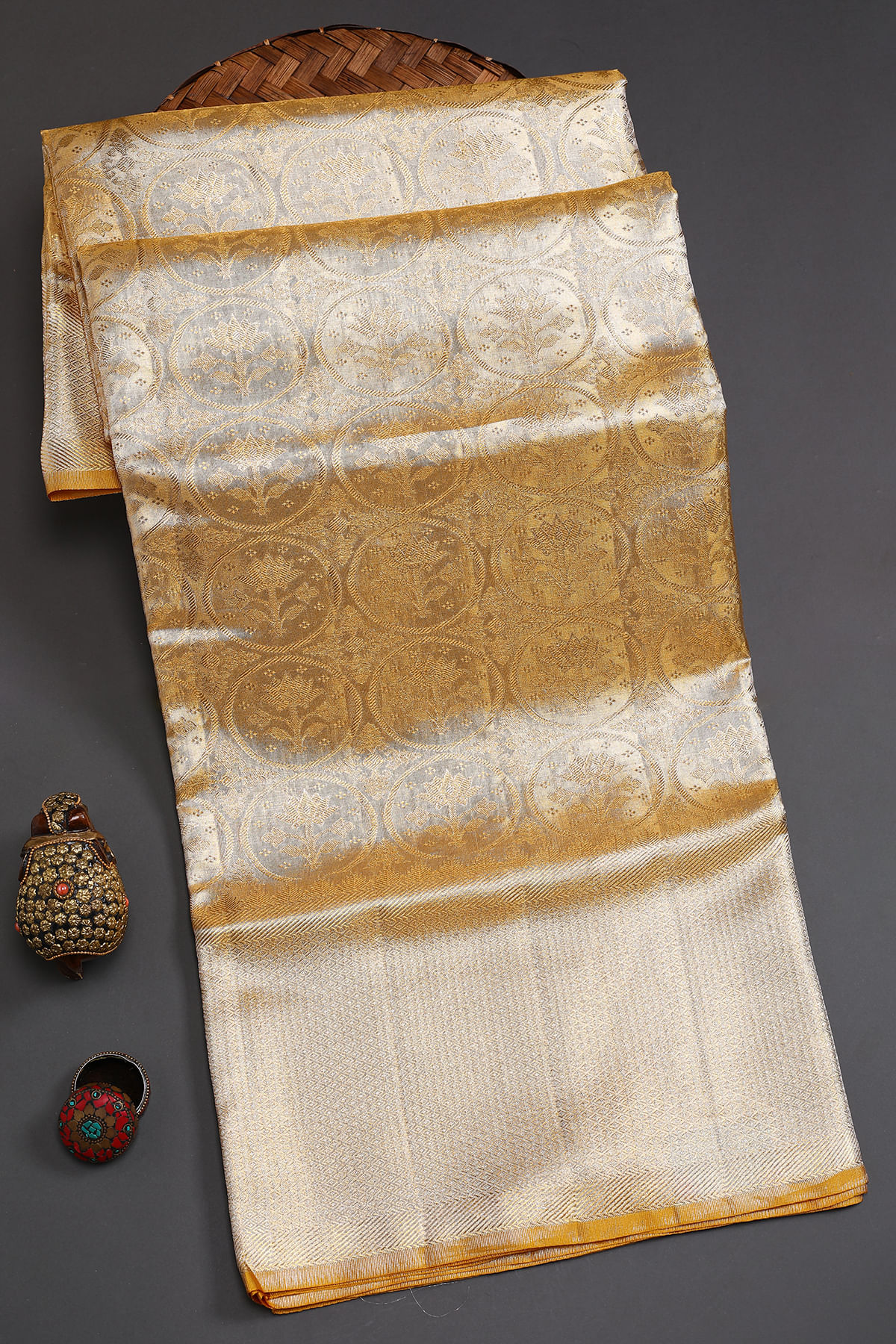 Gold Kanchipuram Tissue Saree