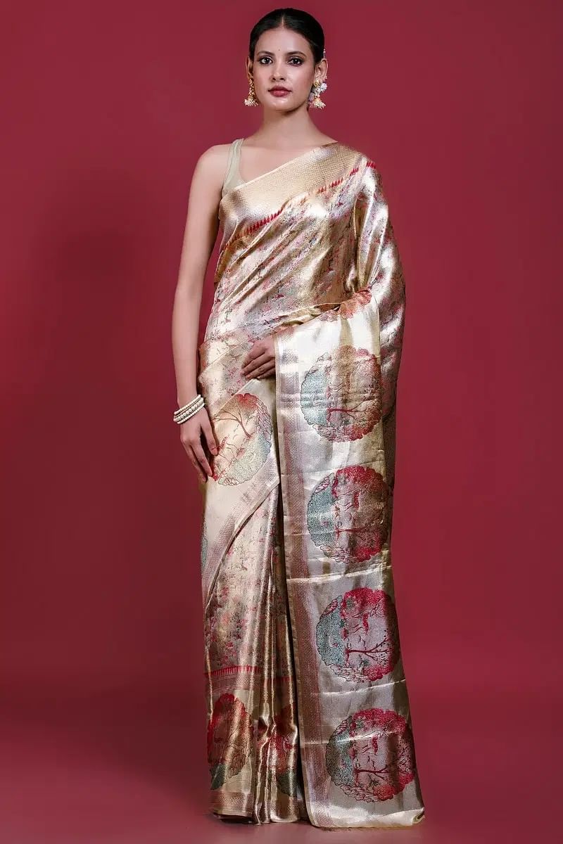 Gold Kanchipuram Tissue Saree