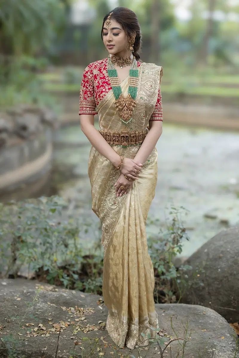 Gold Kanchipuram Tissue Saree