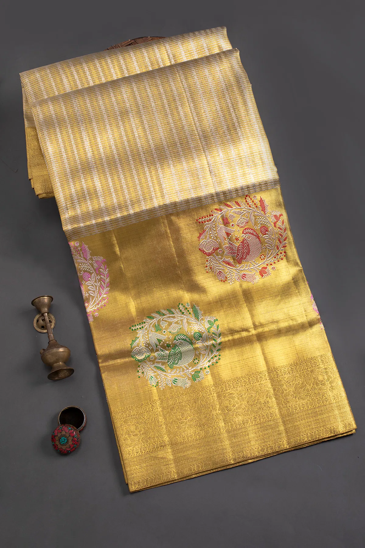 Gold Kanchipuram Tissue Saree