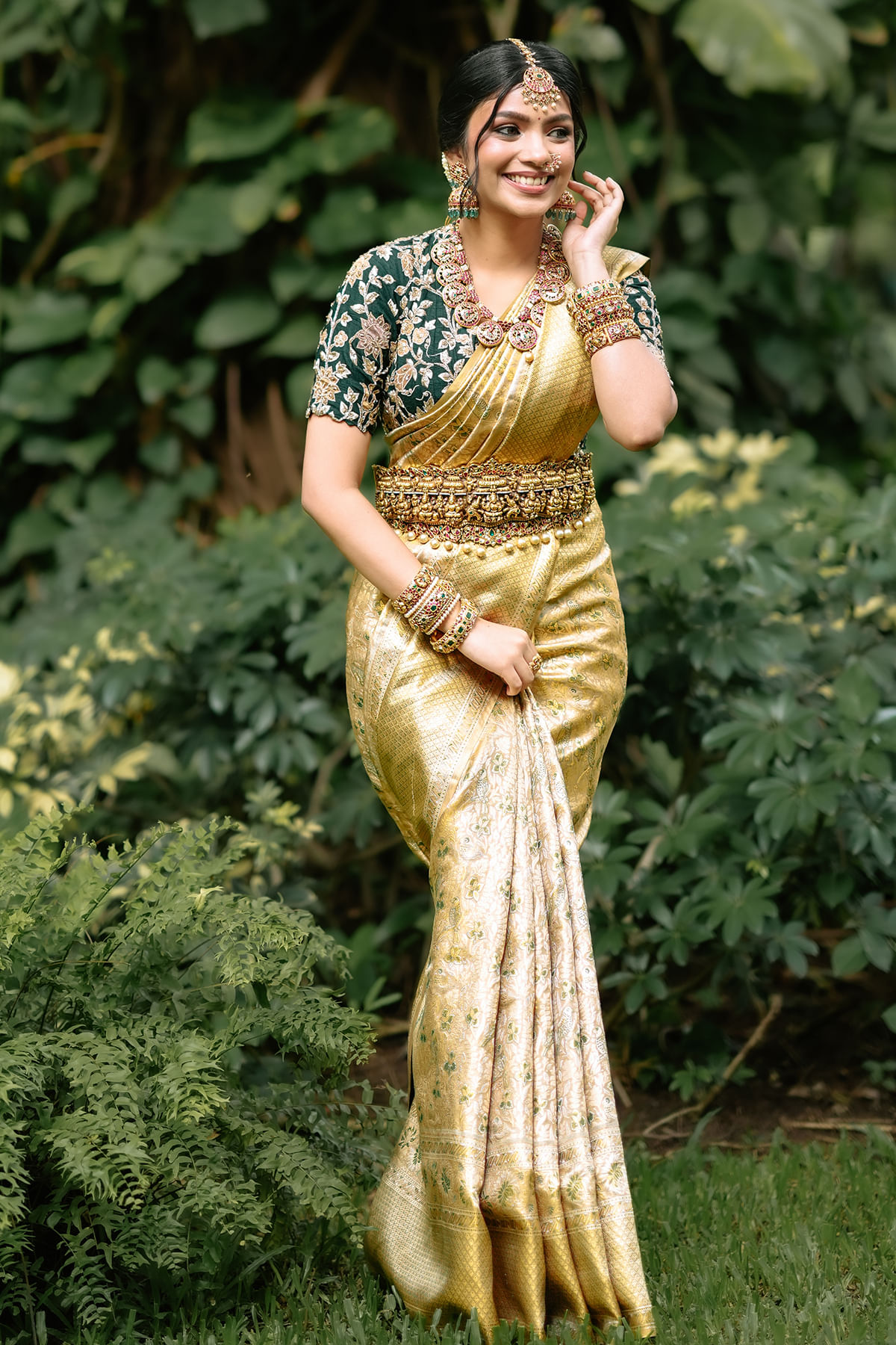 Gold Kanchipuram Tissue Saree 