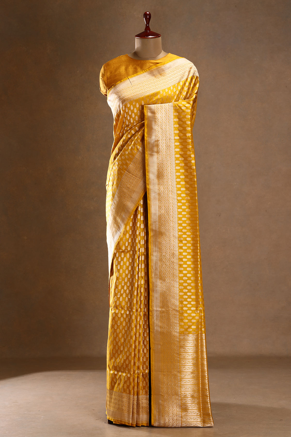 Yellow Banarasi Silk Saree