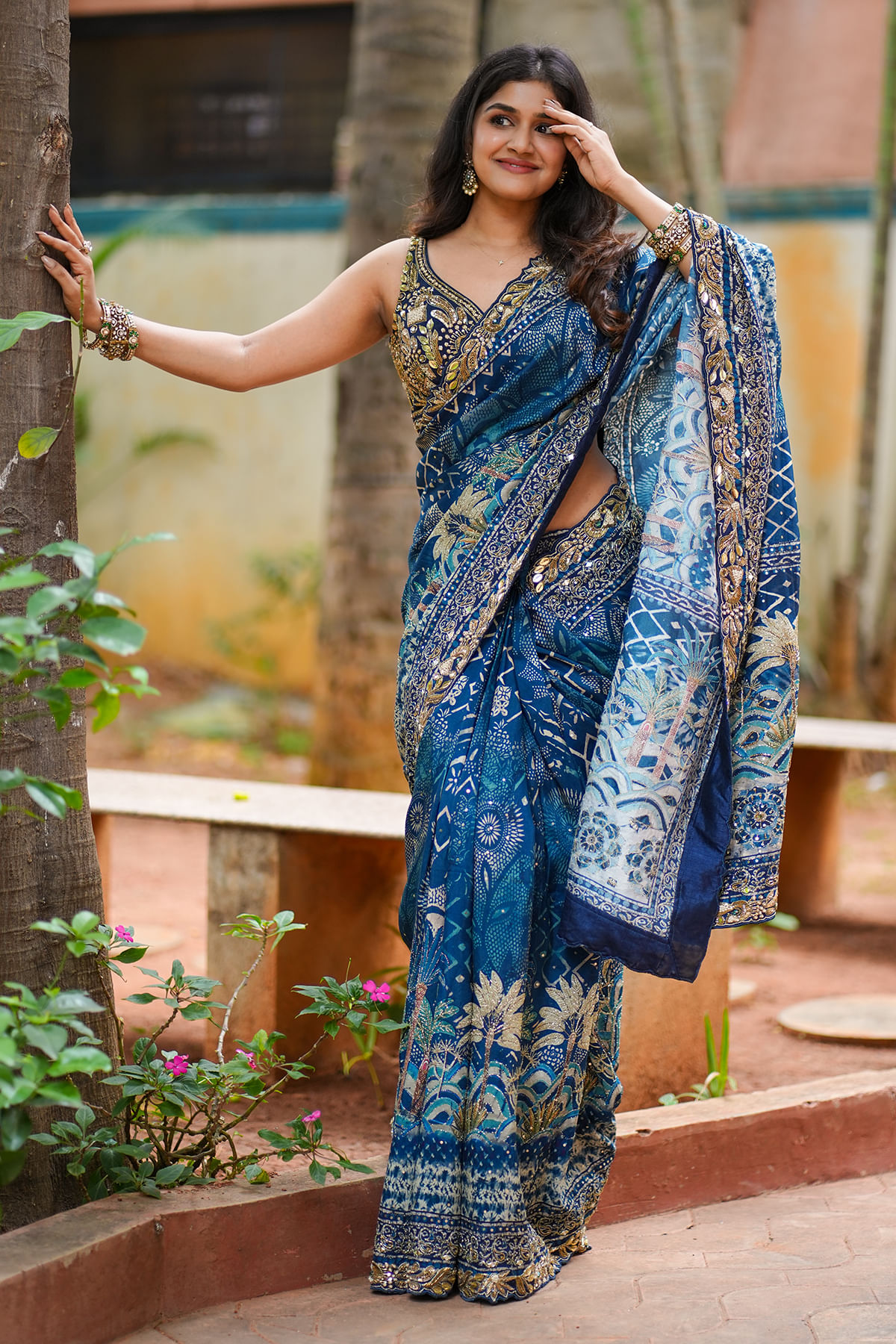 Sanjana Anand in Blue Saree