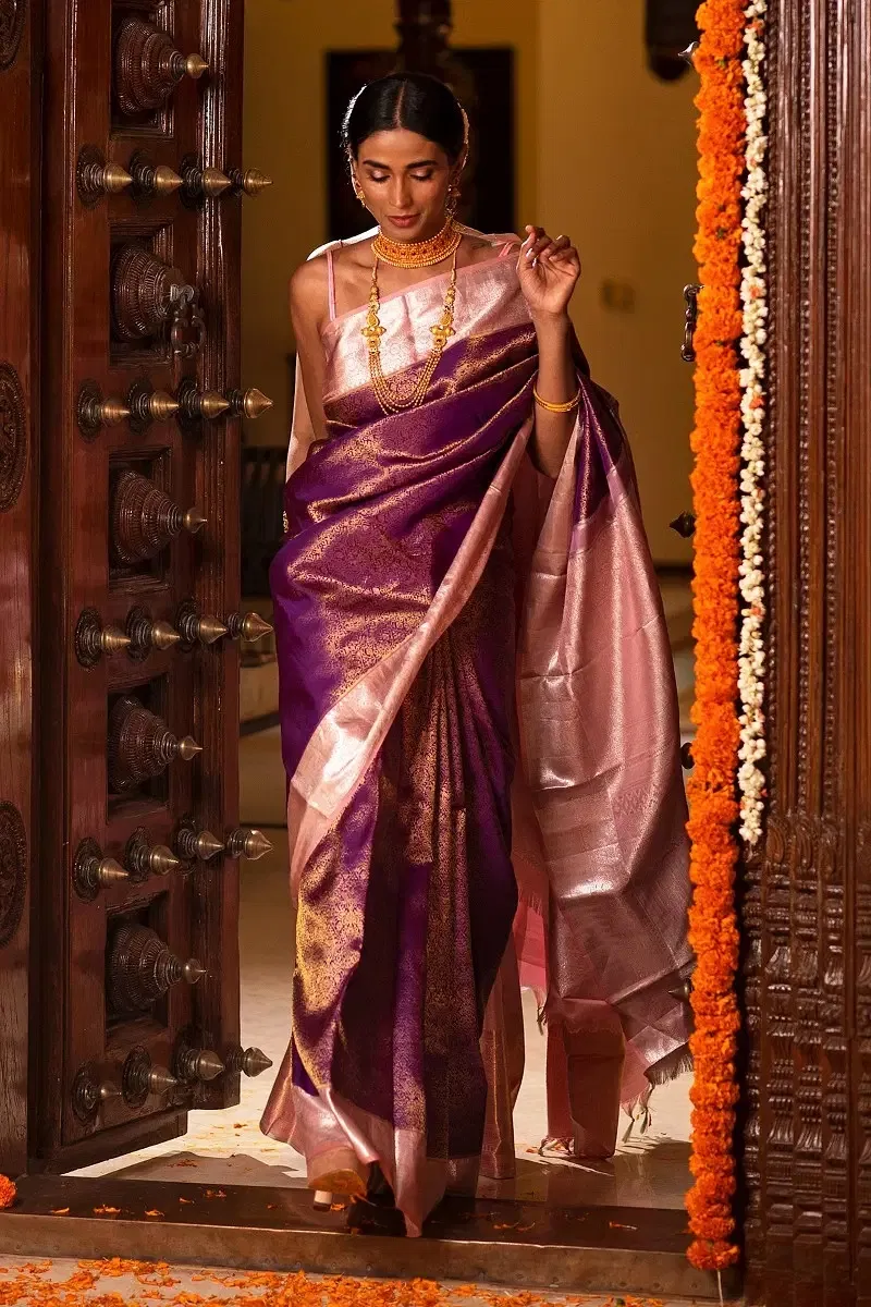 Purple Kanchipuram Silk Saree