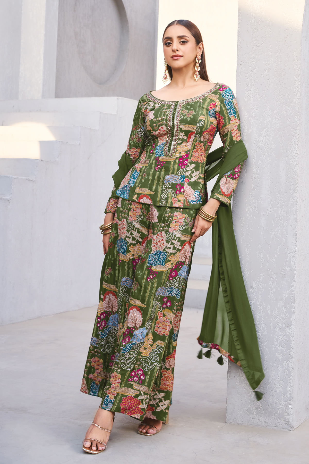 Green Palazzo Suit