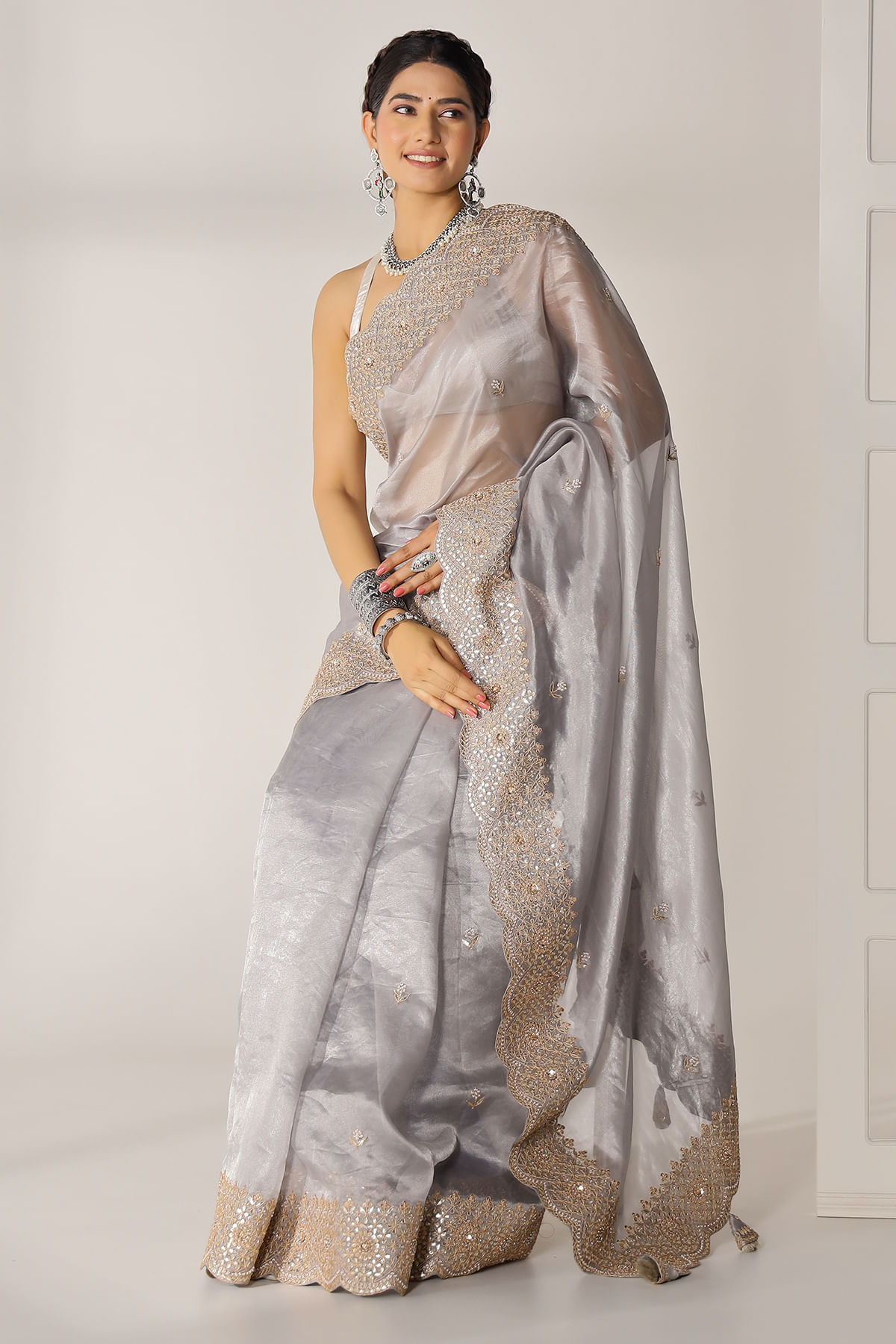 Grey Designer Saree
